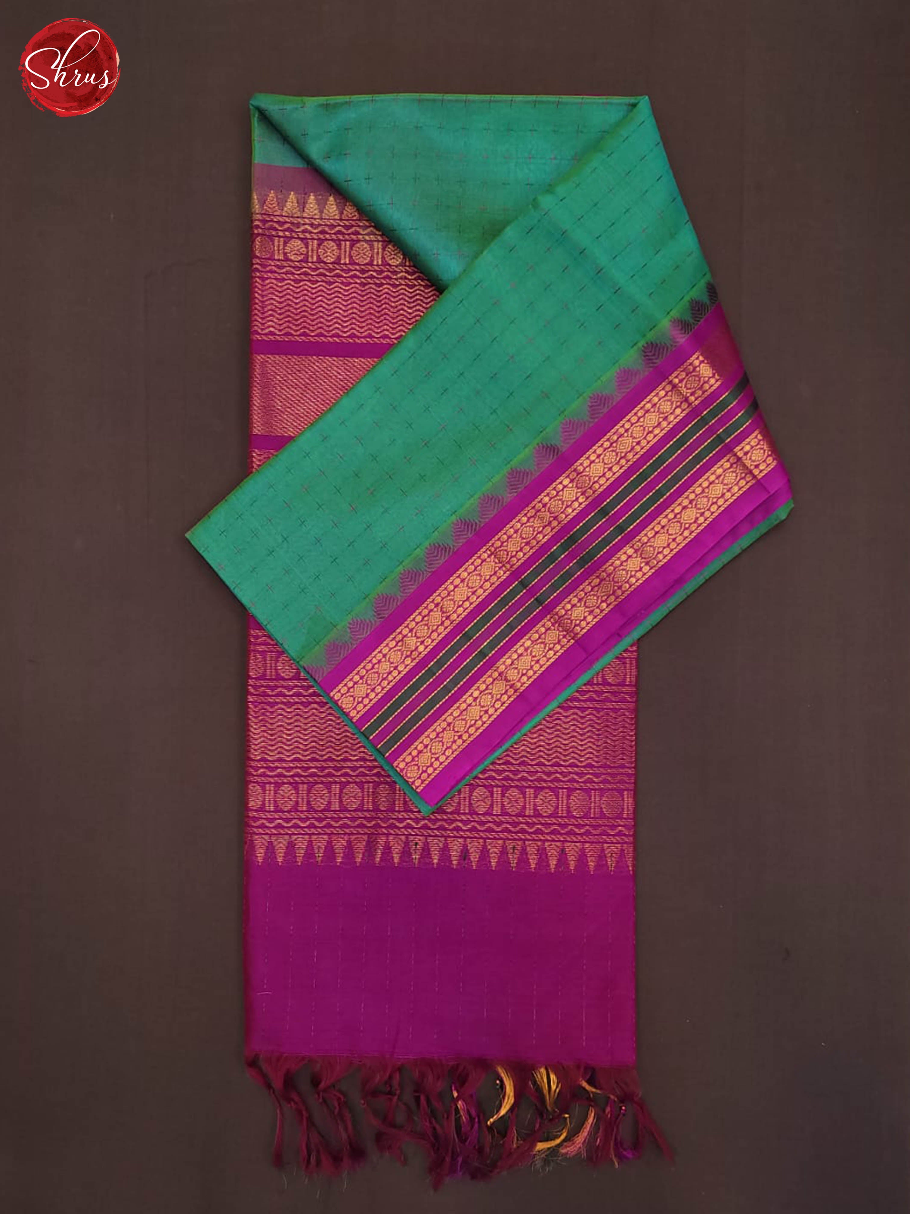 Green and purple-Silk cotton Saree - Shop on ShrusEternity.com