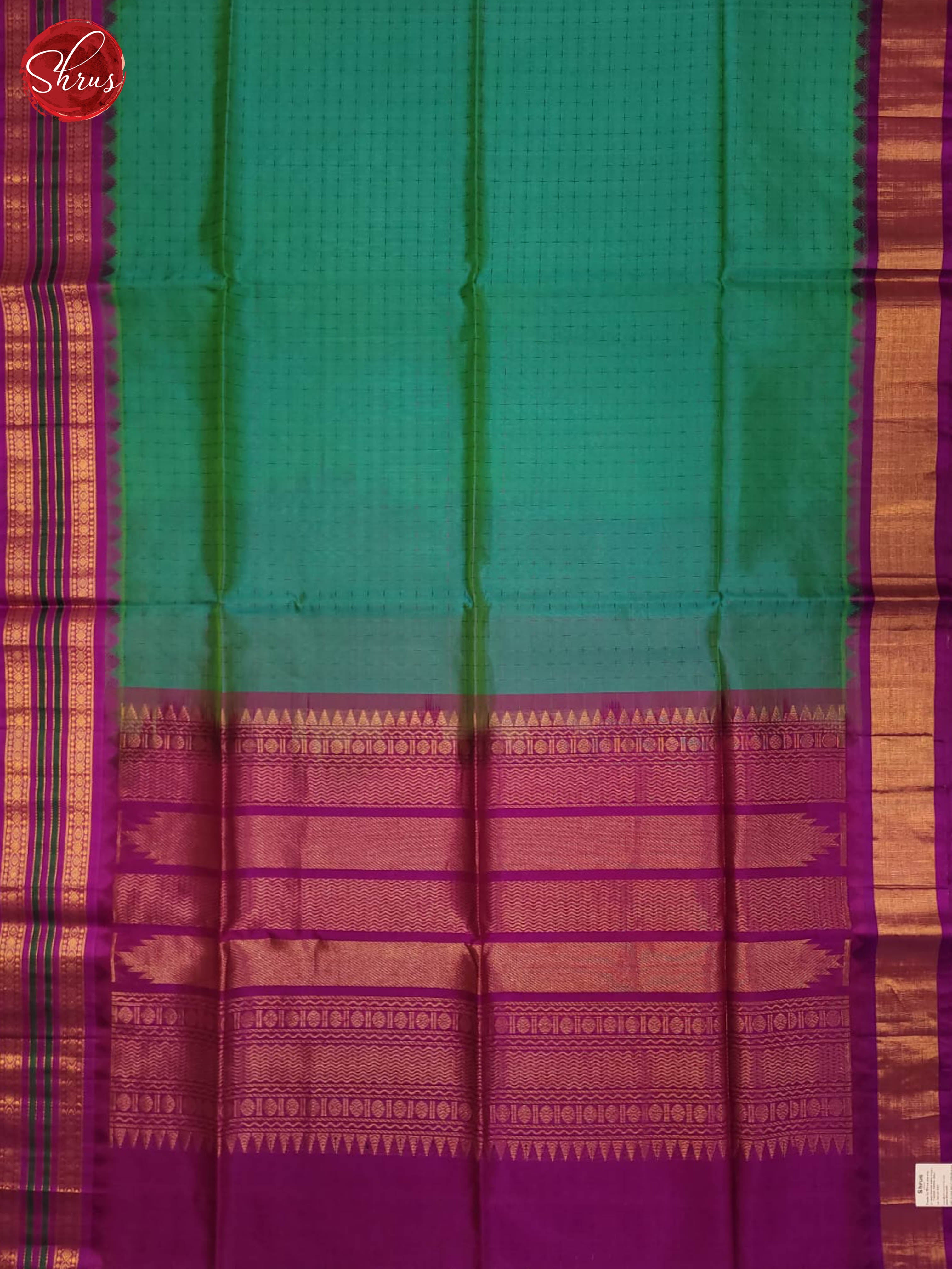 Green and purple-Silk cotton Saree - Shop on ShrusEternity.com