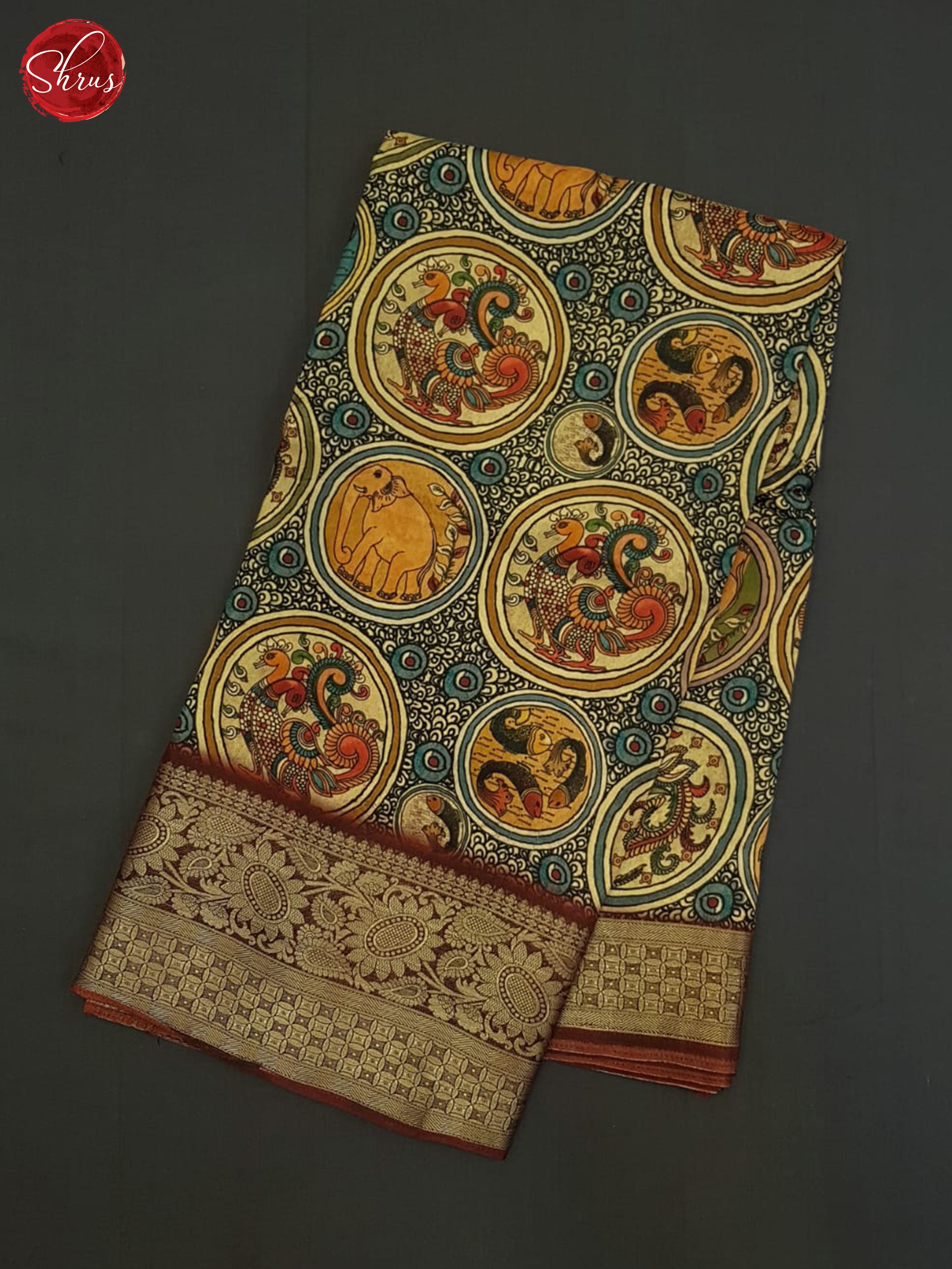 Beige And Brown-Semi Crepe Saree - Shop on ShrusEternity.com