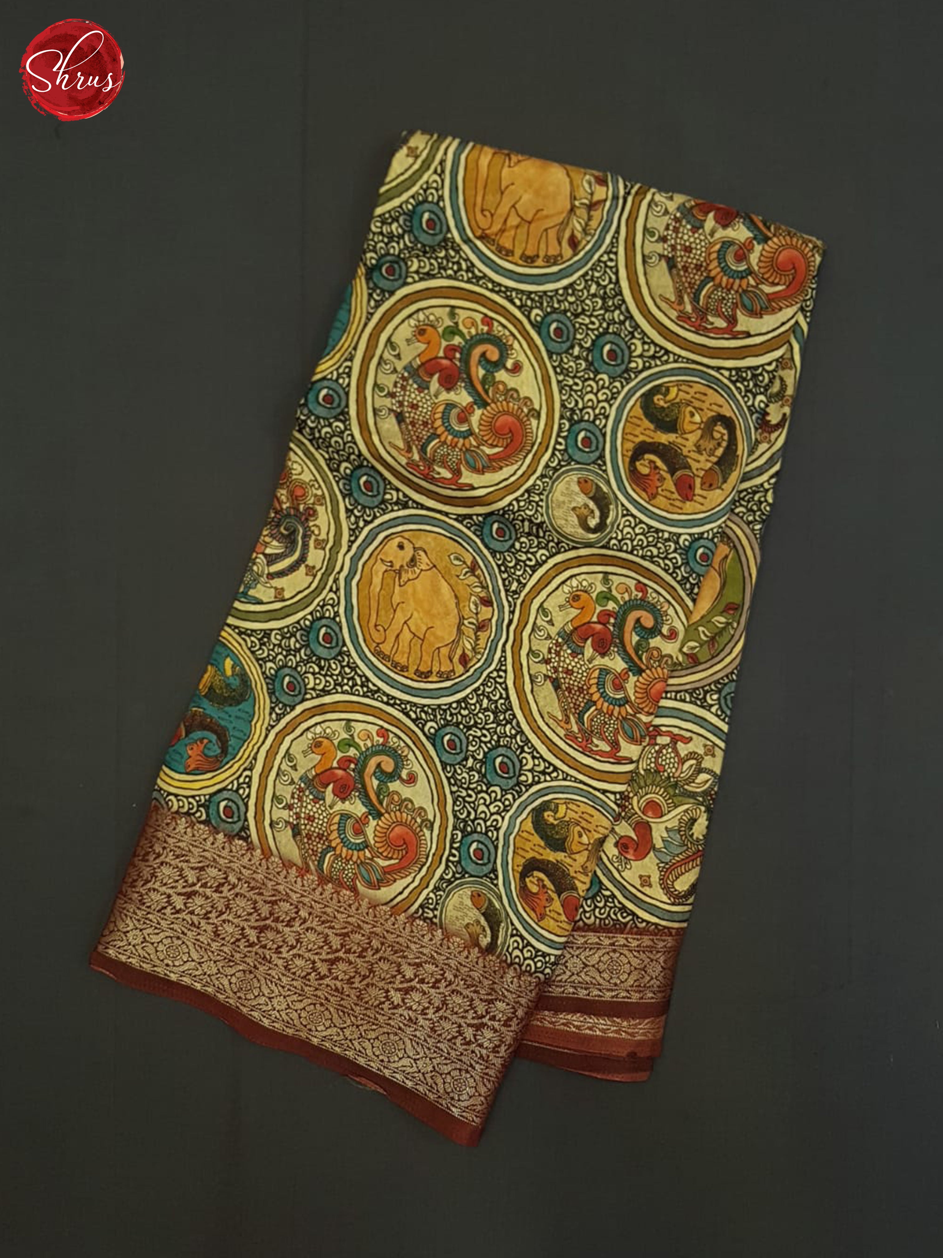 Beige And Araku Maroon-Semi crepe Saree - Shop on ShrusEternity.com