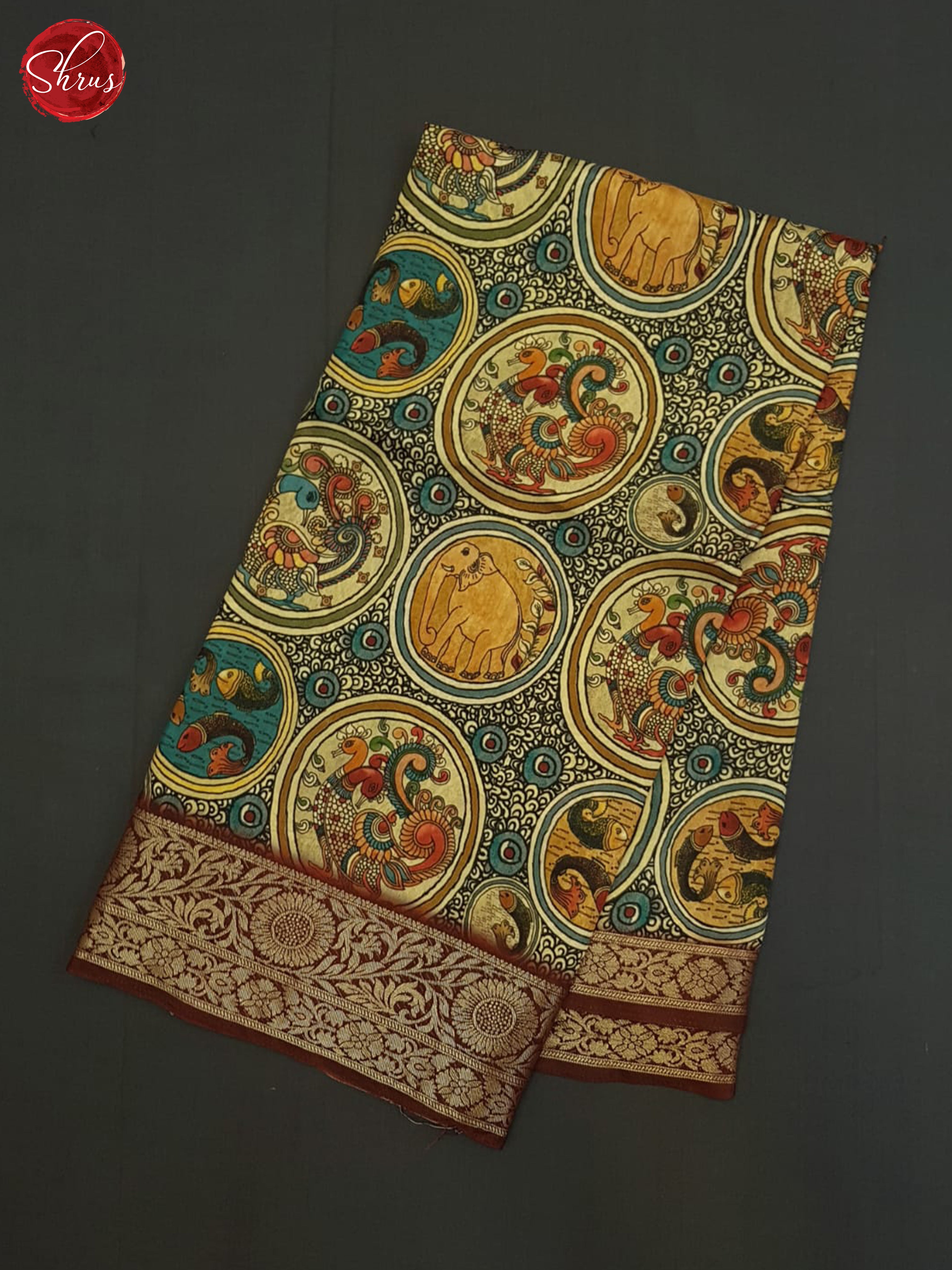 Beige And Araku Maroon-Semi crepe saree - Shop on ShrusEternity.com