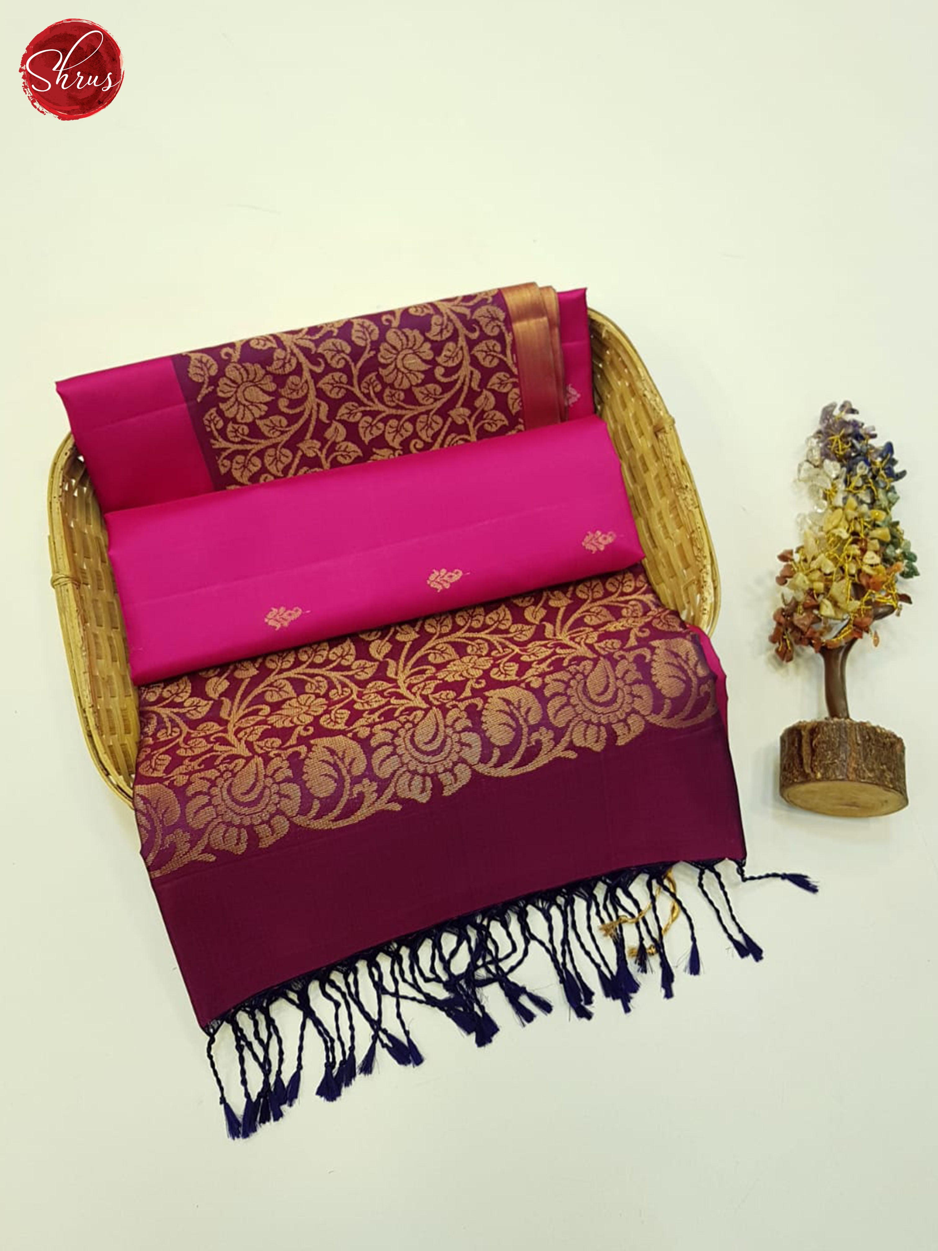 Pink and Wine - Soft Silk saree - Shop on ShrusEternity.com