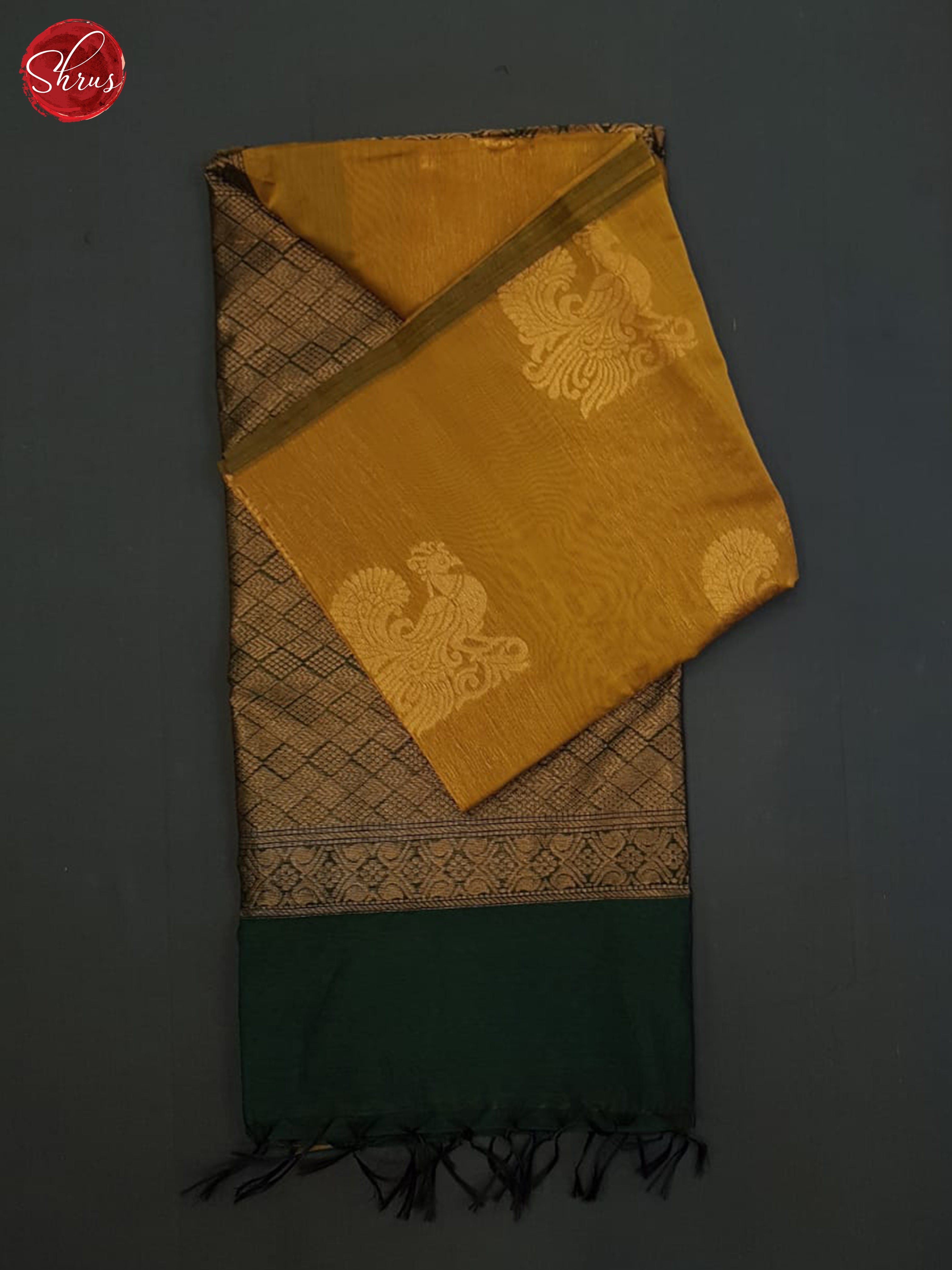 Mustard And Green-Semi silk cotton saree - Shop on ShrusEternity.com