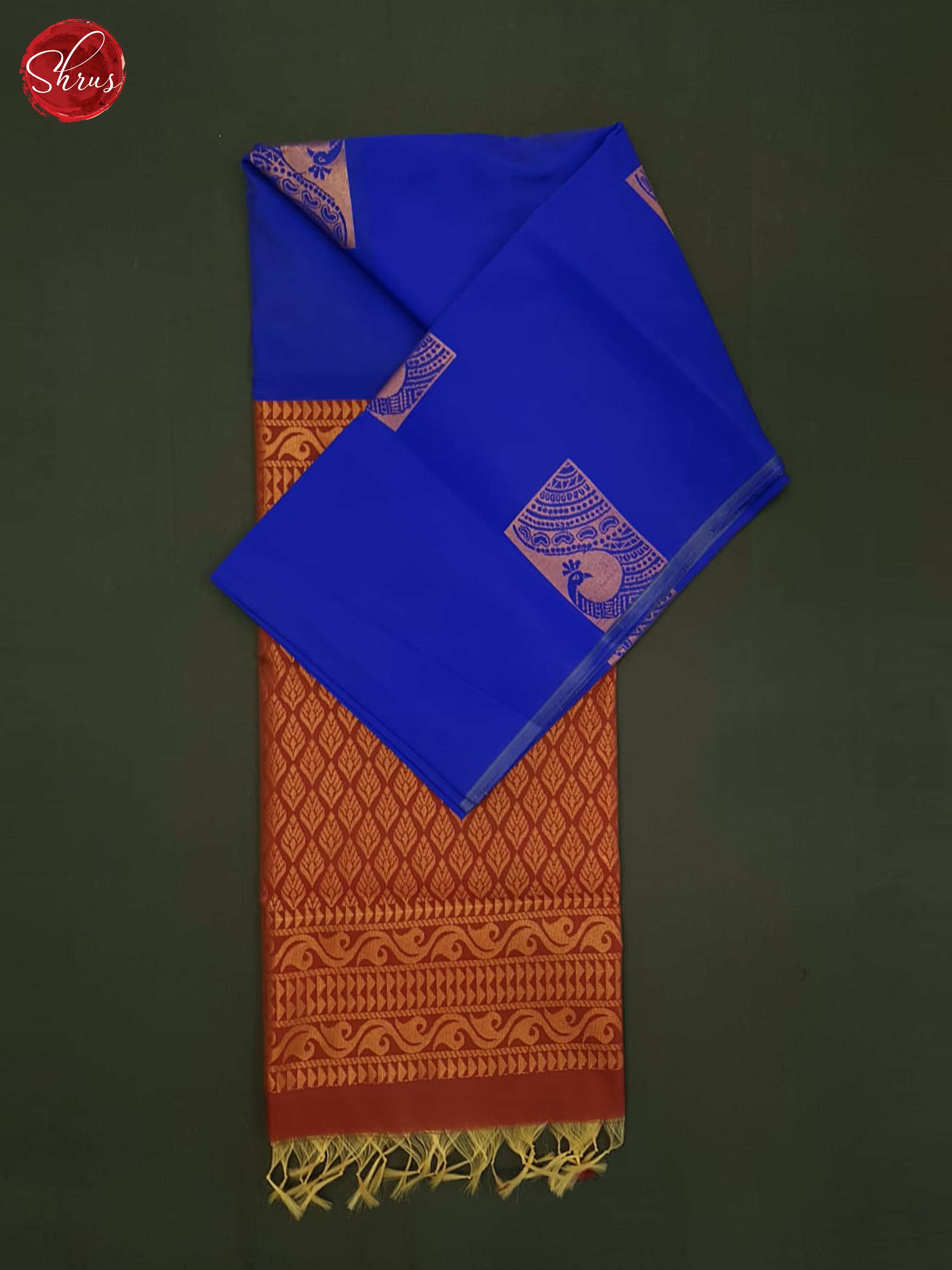 Blue And Arakku Maroon-Semi soft silk saree - Shop on ShrusEternity.com