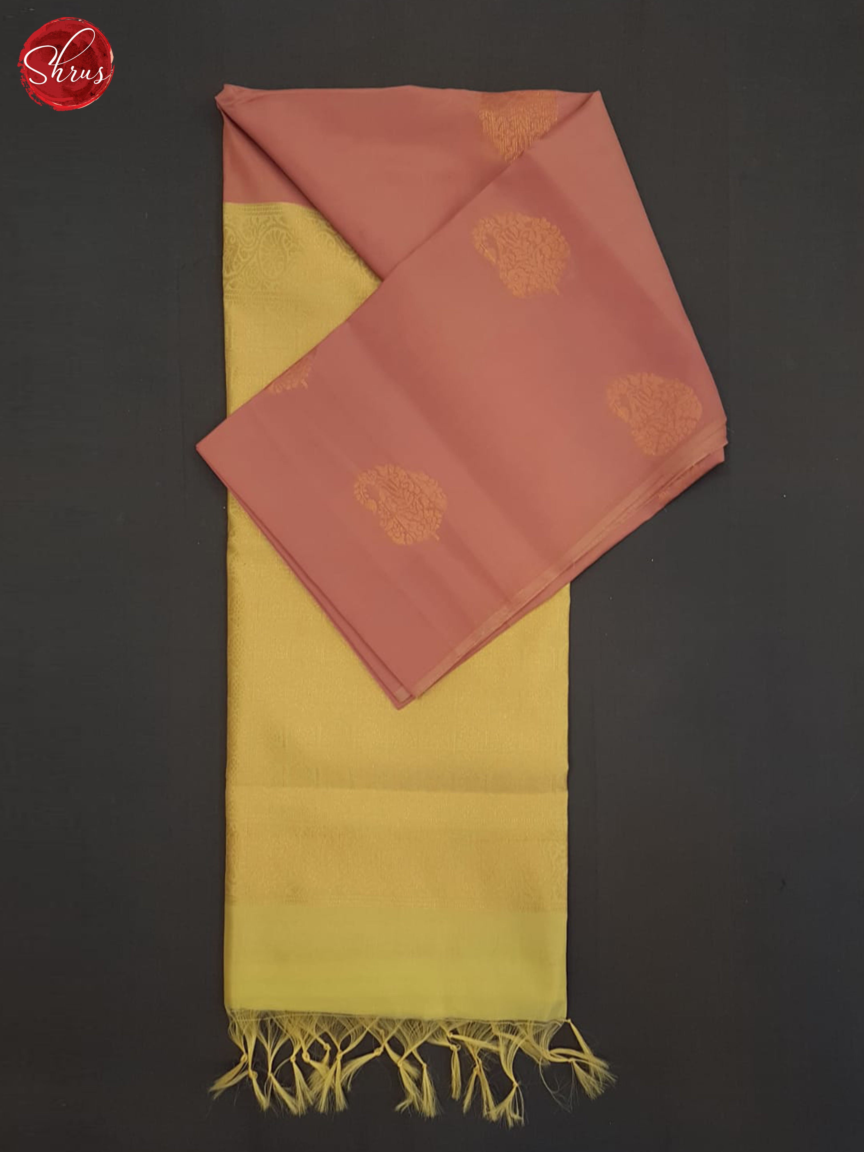 Dusty Dark Onion Pink And Beige-Semi soft silk saree - Shop on ShrusEternity.com