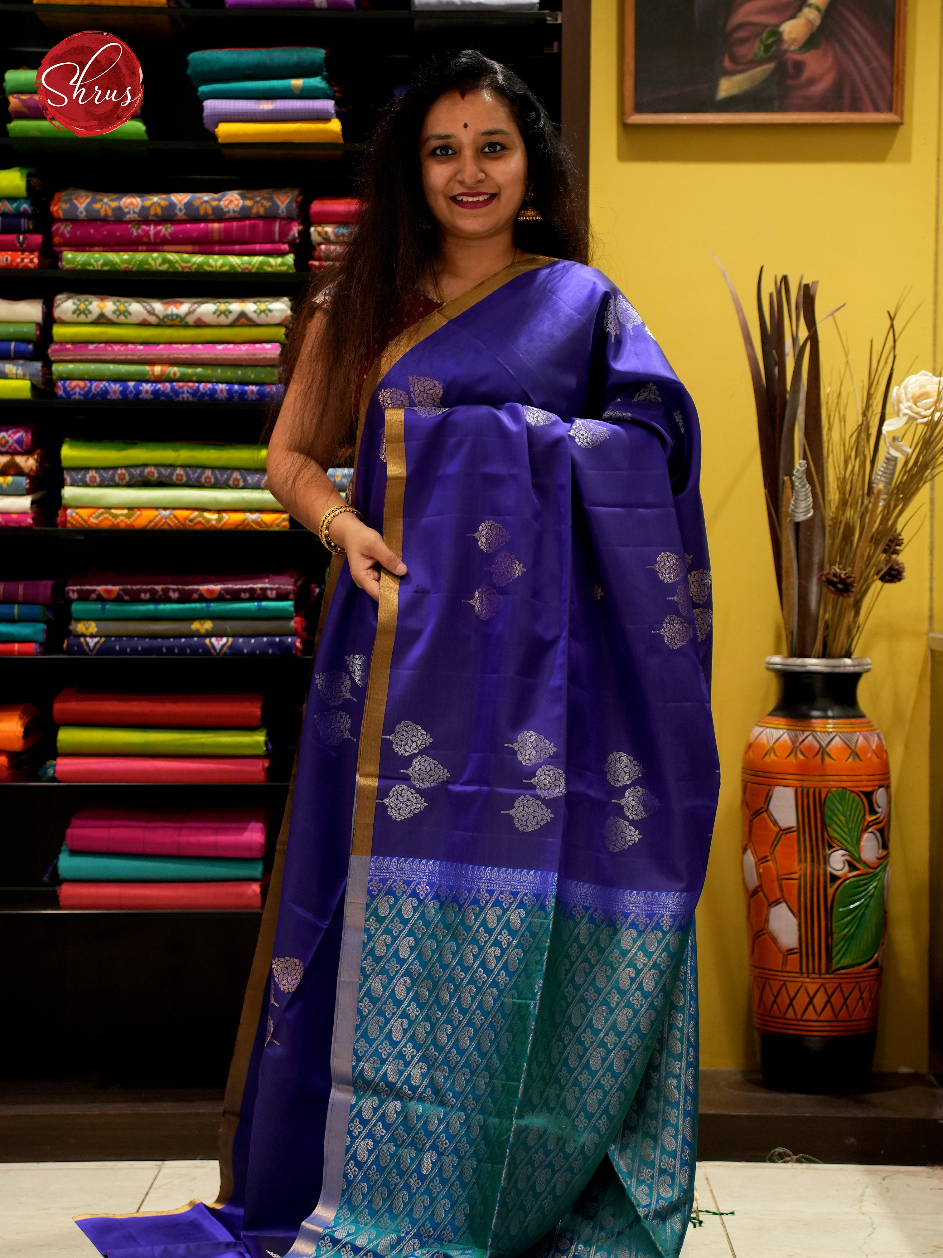 Purple And Green - Soft silk saree - Shop on ShrusEternity.com