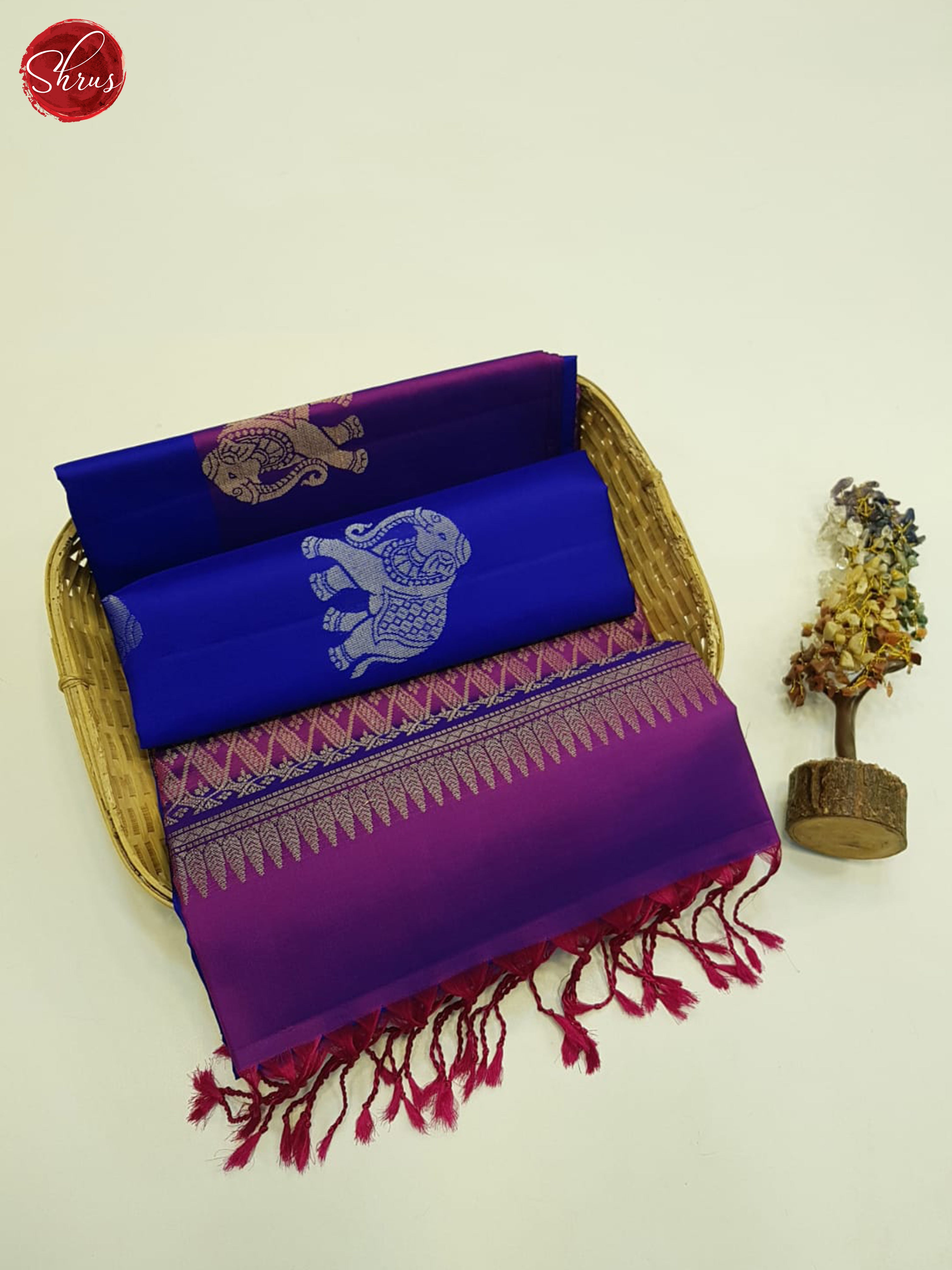 Blue And Wine-Soft Silk Saree - Shop on ShrusEternity.com