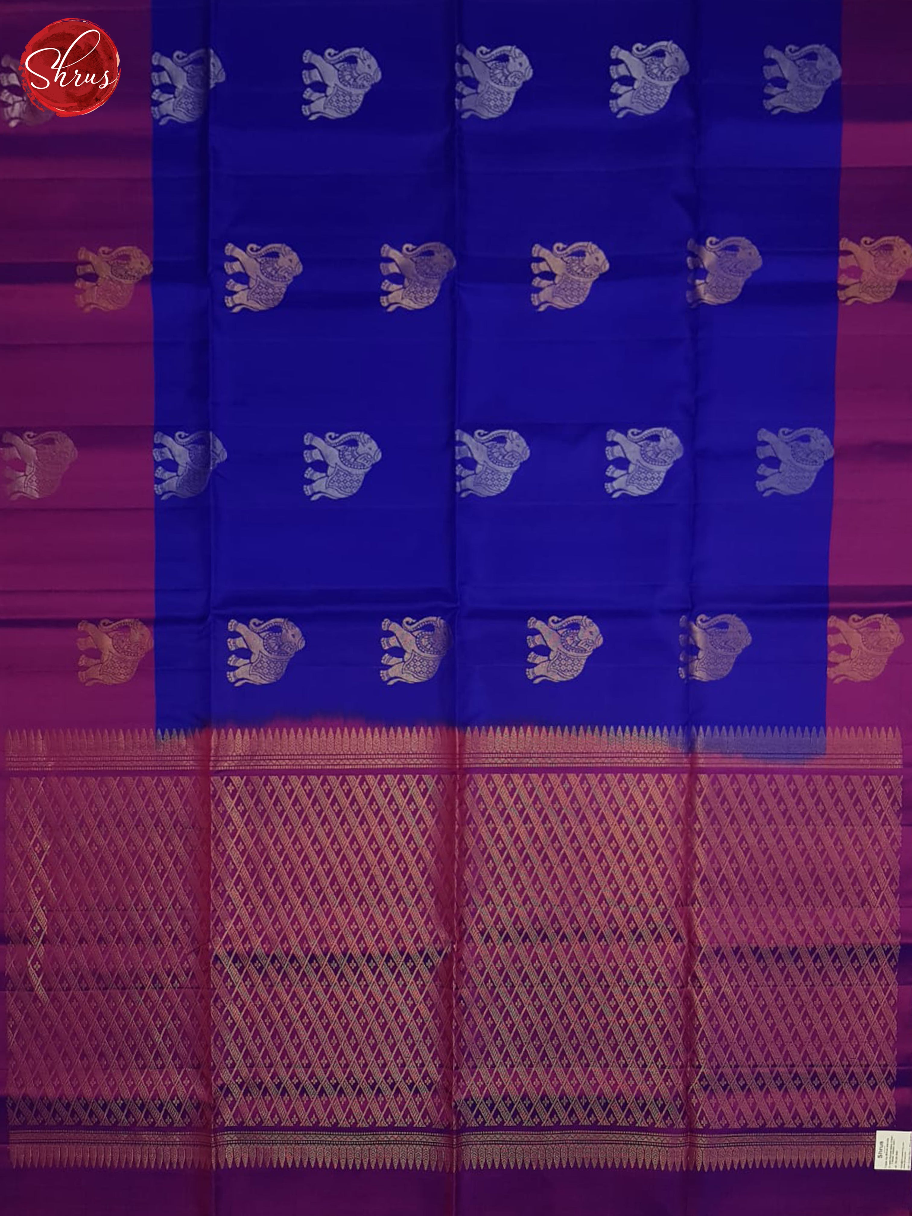 Blue And Wine-Soft Silk Saree - Shop on ShrusEternity.com