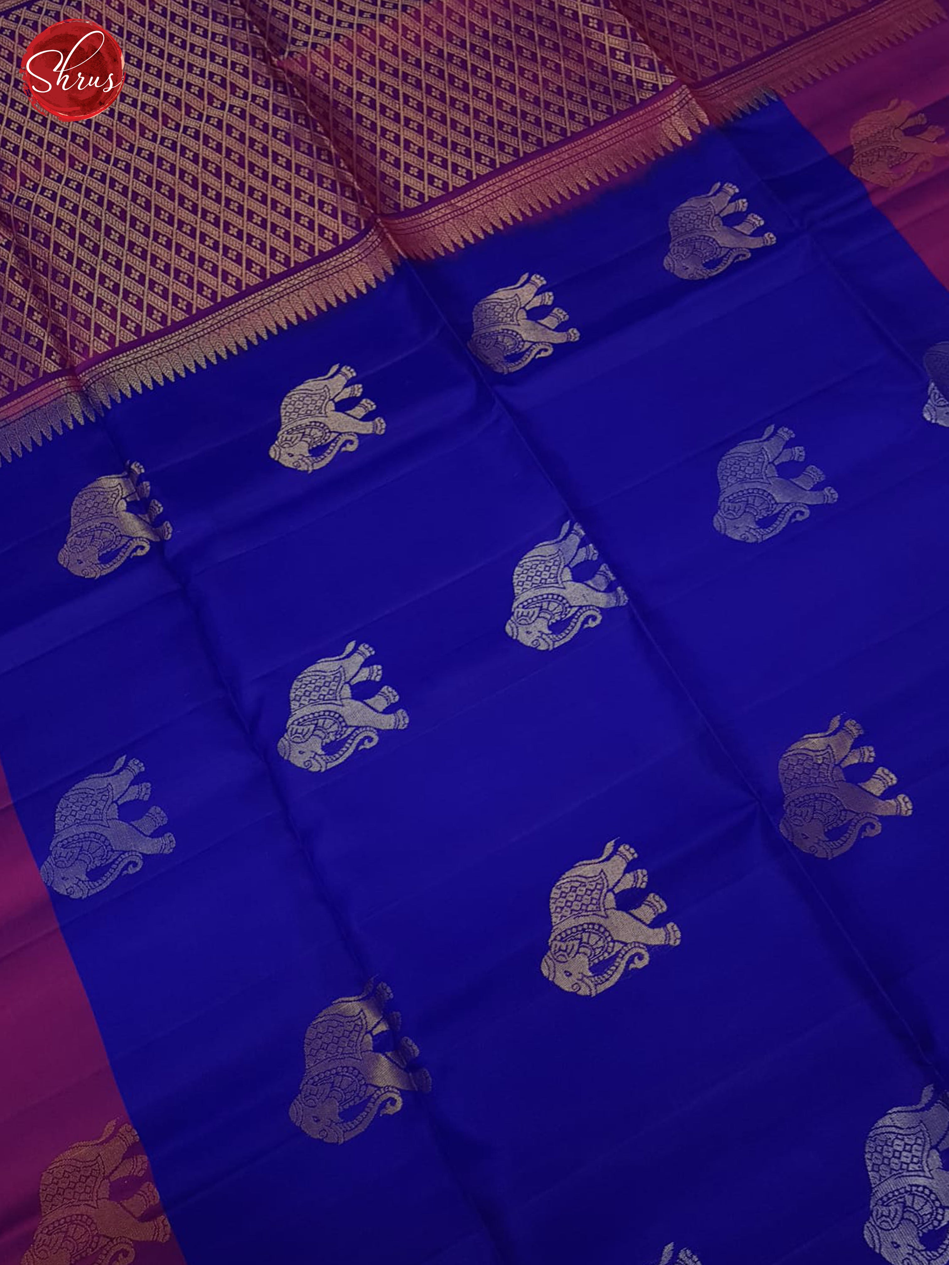 Blue And Wine-Soft Silk Saree - Shop on ShrusEternity.com
