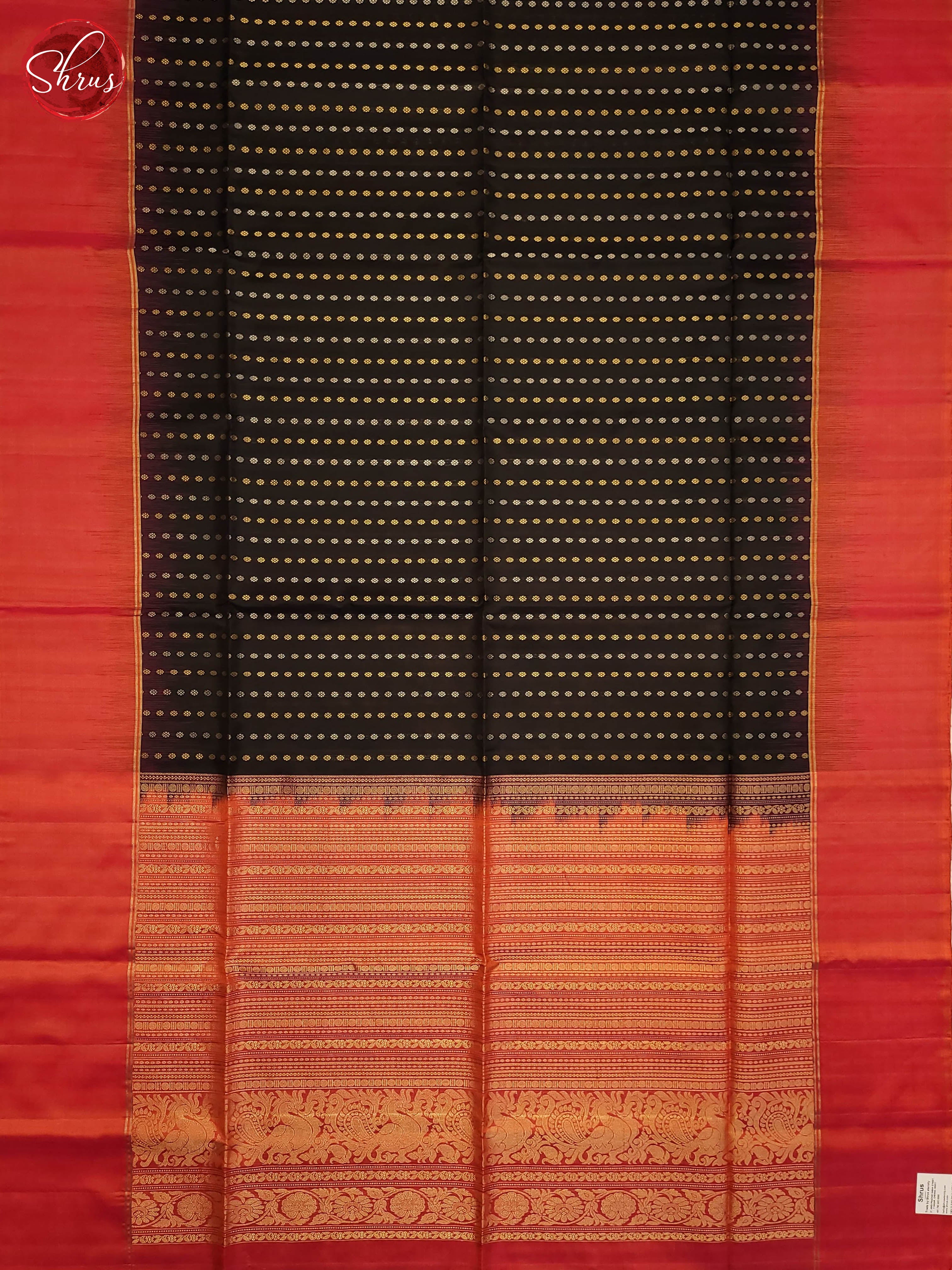 black and Peachish pink- Soft silk saree - Shop on ShrusEternity.com