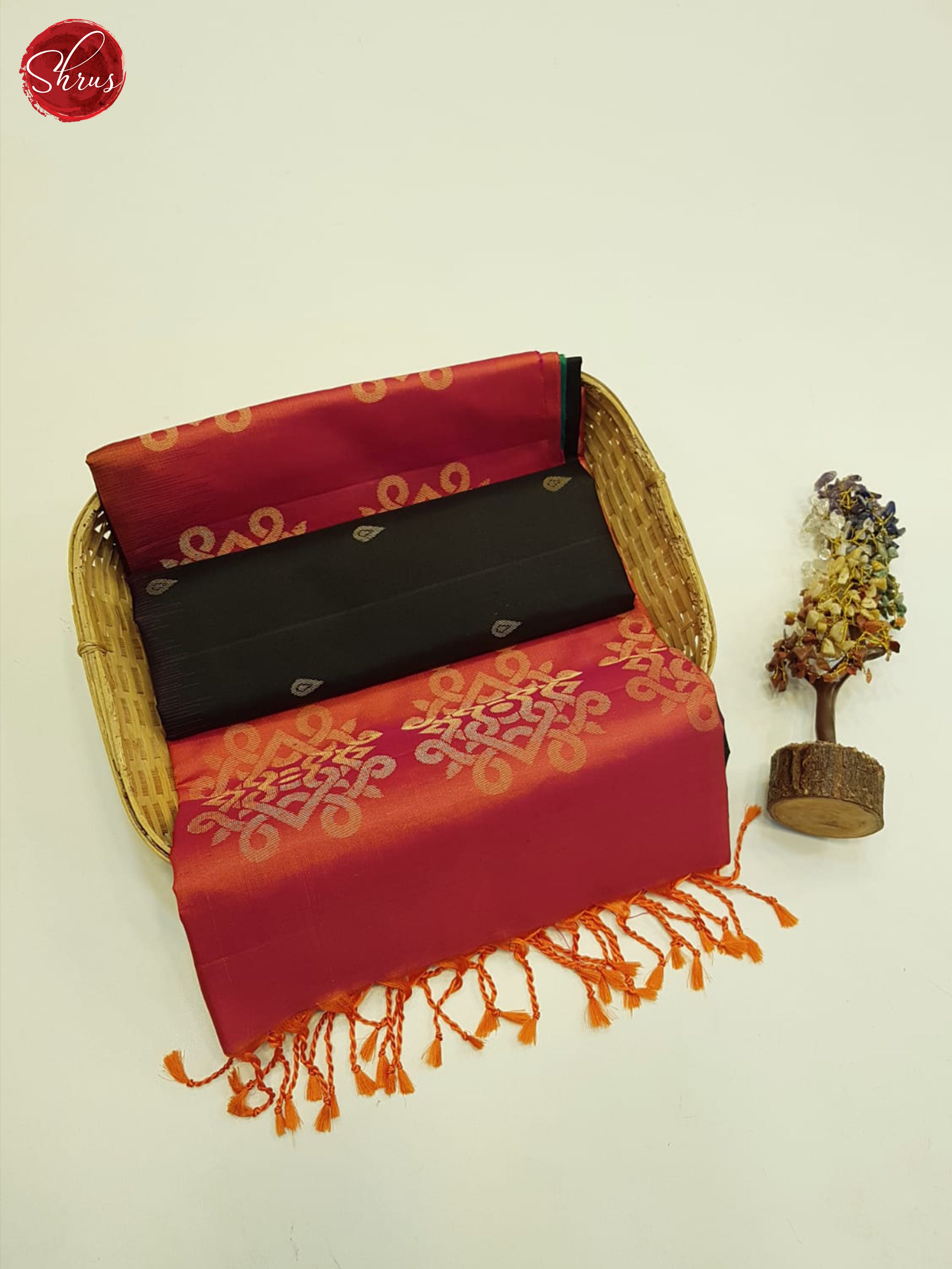 Black And Orange-Soft silk saree - Shop on ShrusEternity.com