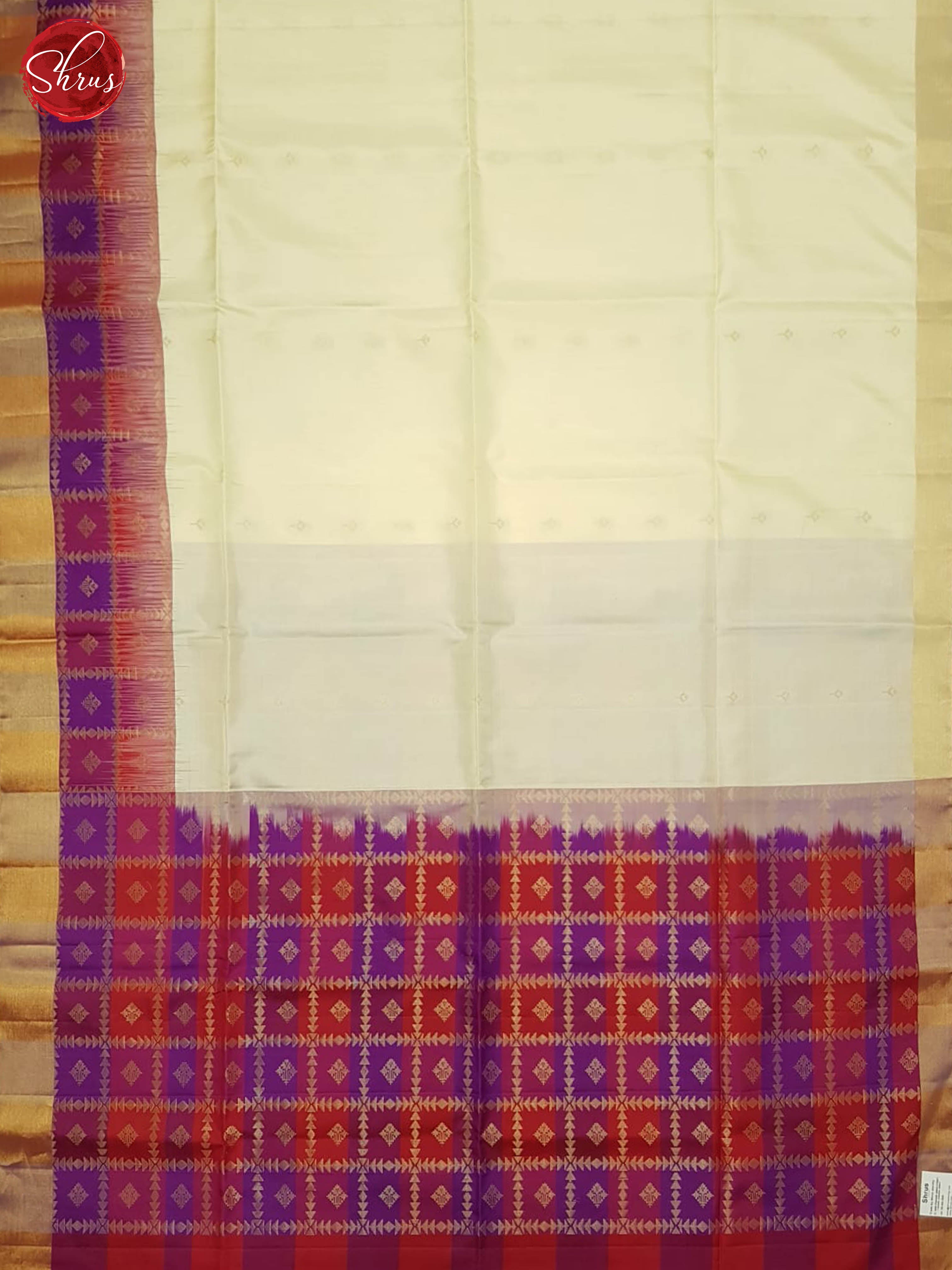 Cream And Red-Soft silk saree - Shop on ShrusEternity.com