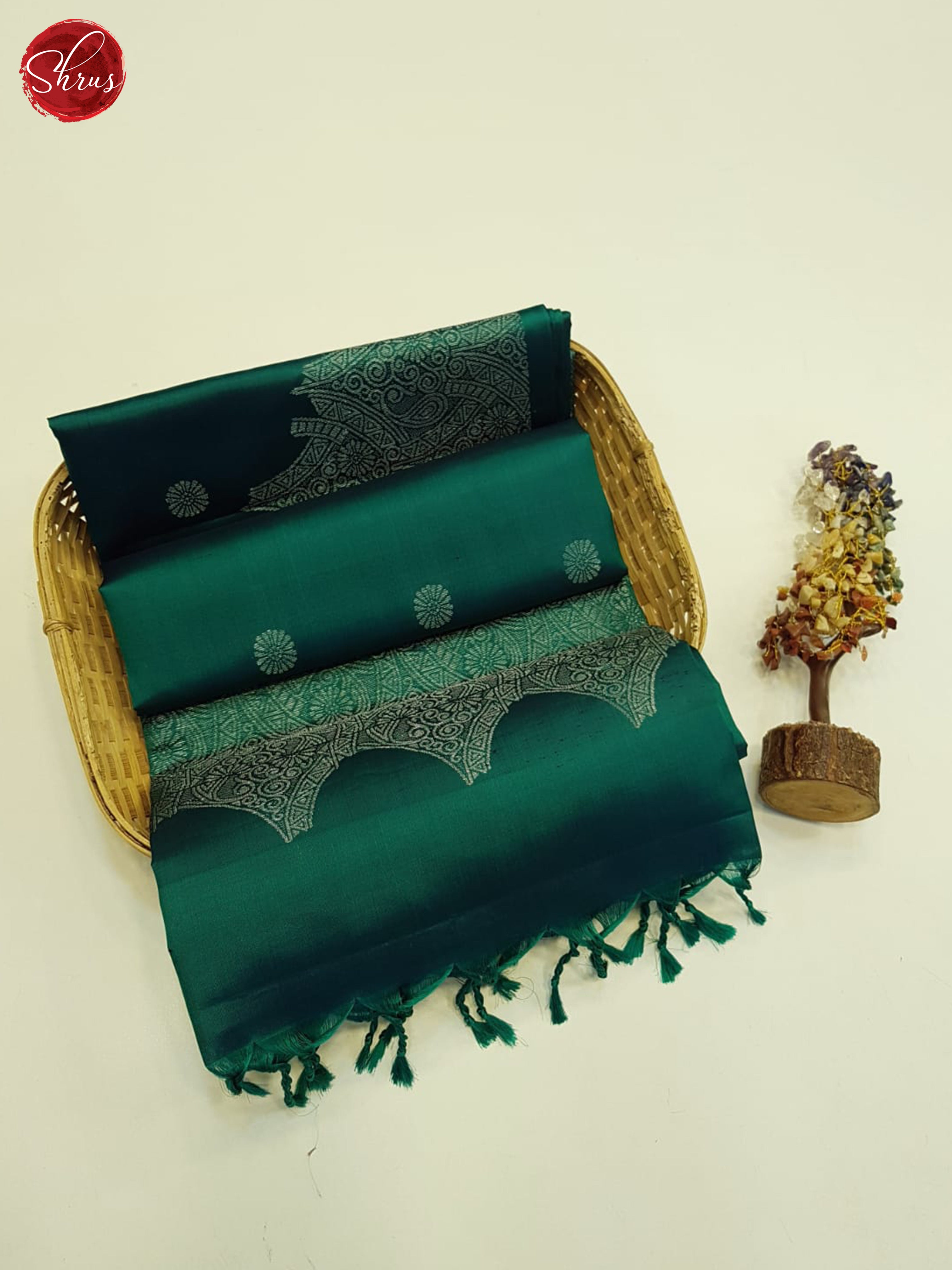 Peacock Green(Single tone)-Soft silk saree - Shop on ShrusEternity.com