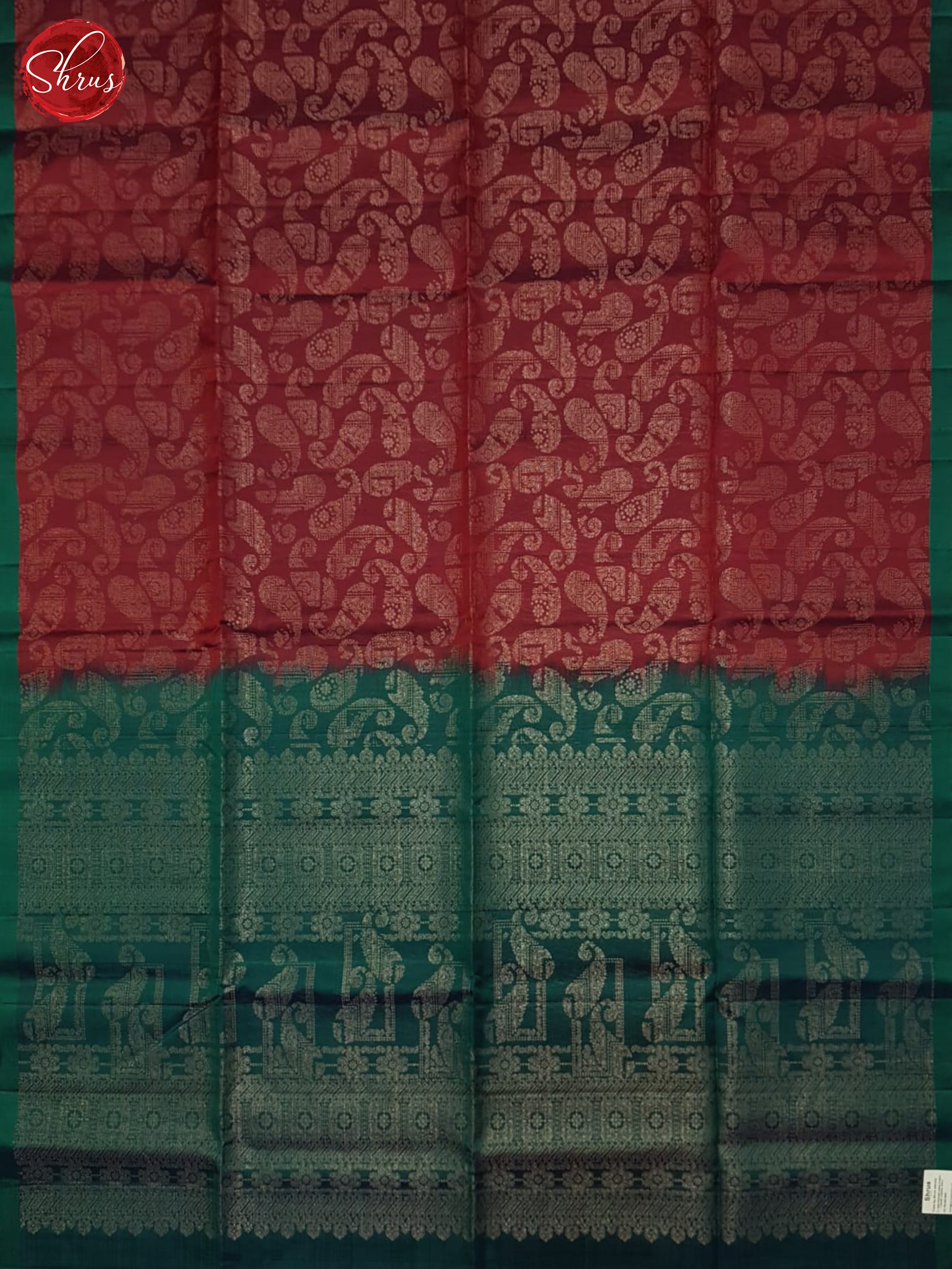 Maroon And Green-Soft silk saree - Shop on ShrusEternity.com