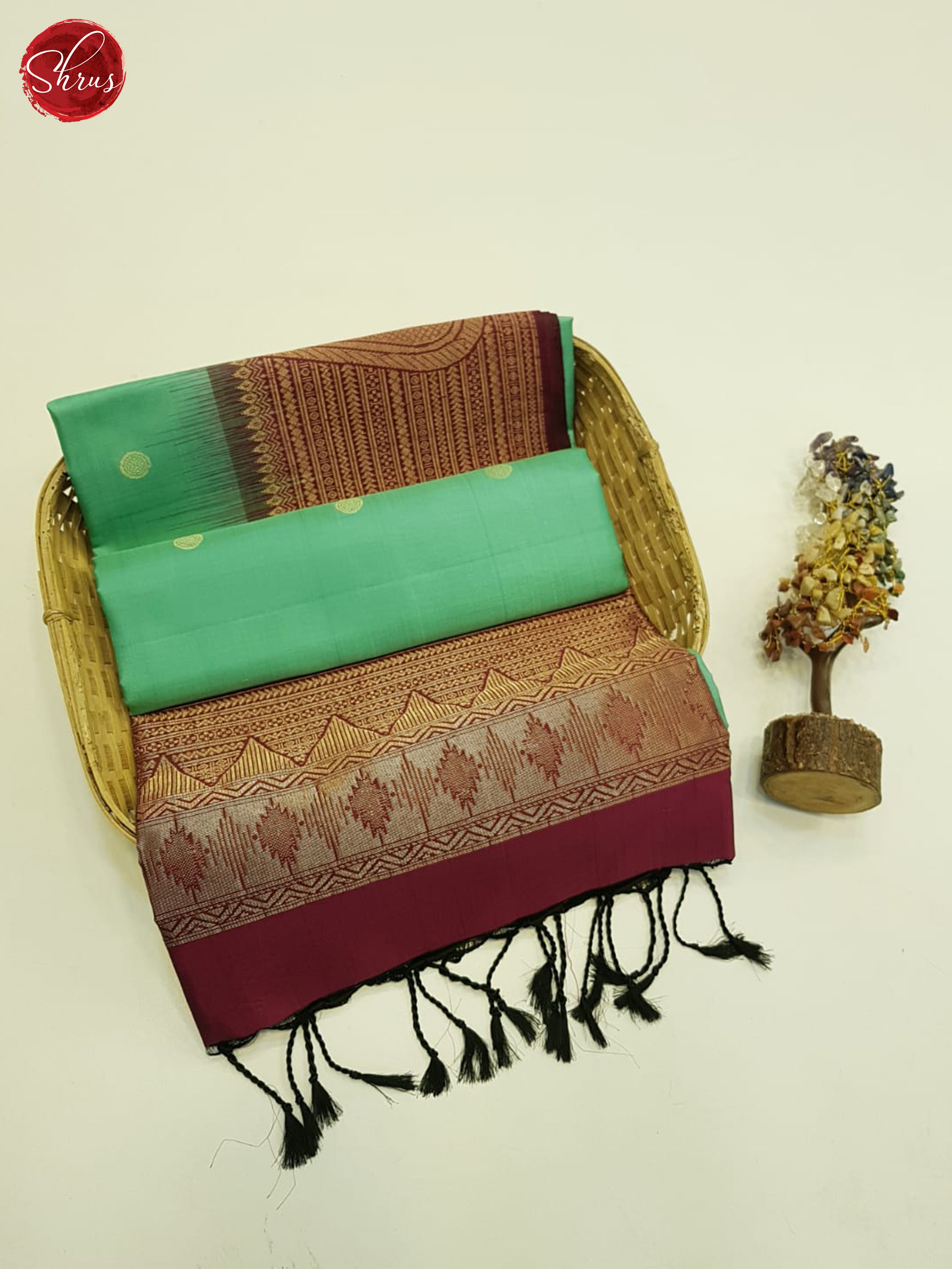 Pastel Green And Wine-Soft Silk saree - Shop on ShrusEternity.com