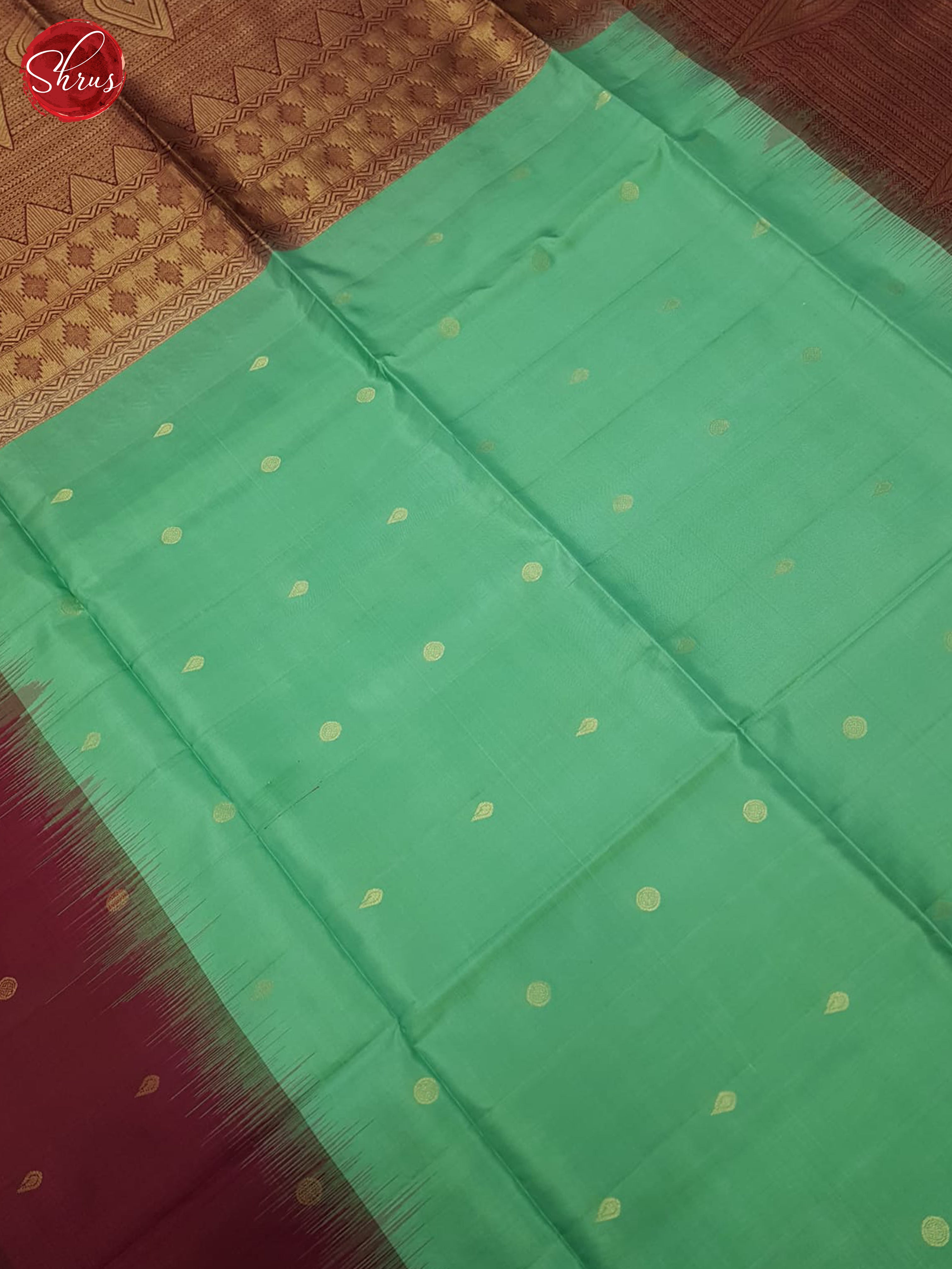 Pastel Green And Wine-Soft Silk saree - Shop on ShrusEternity.com