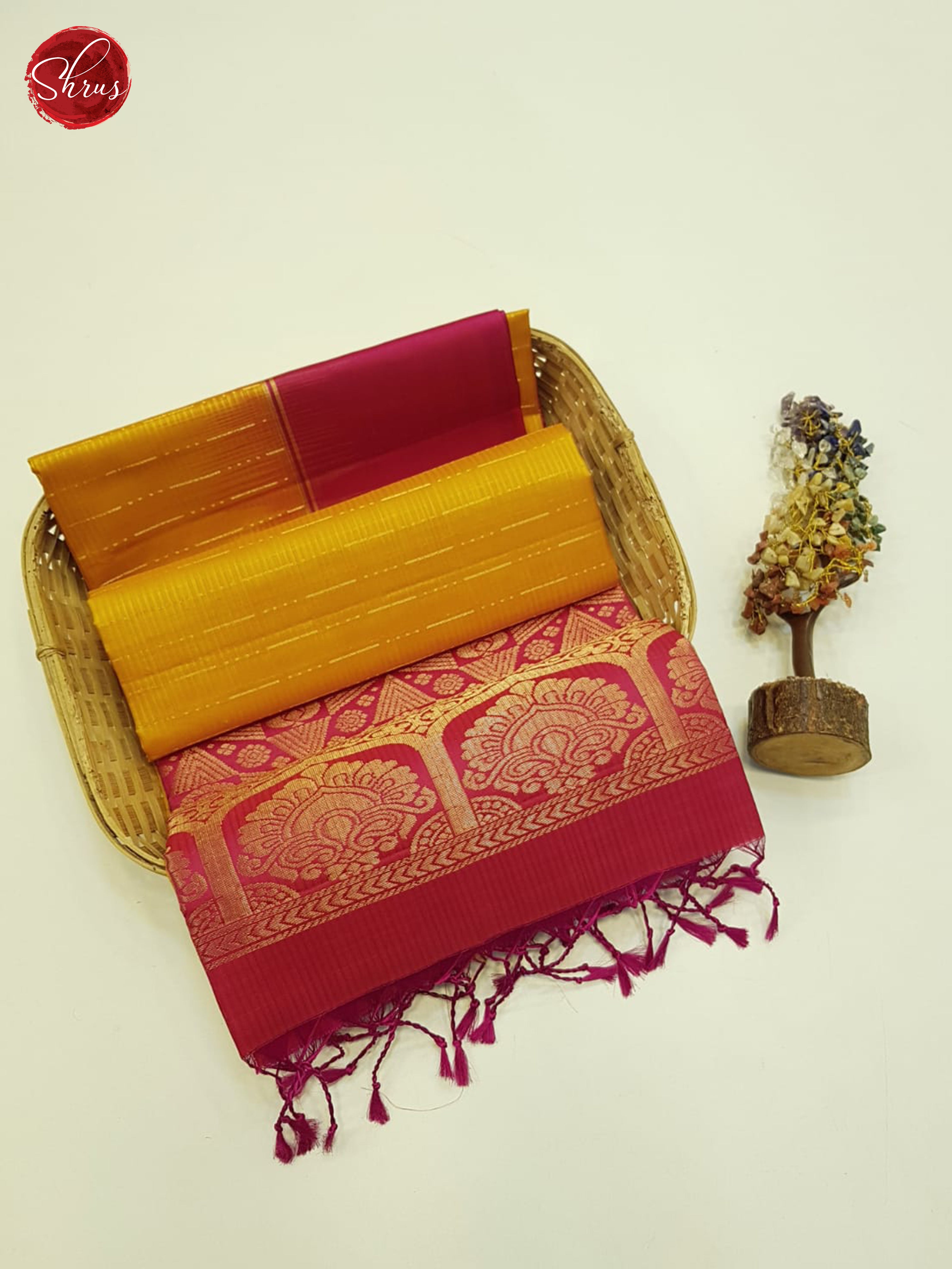 Yellow And Pink-Soft Silk Saree - Shop on ShrusEternity.com