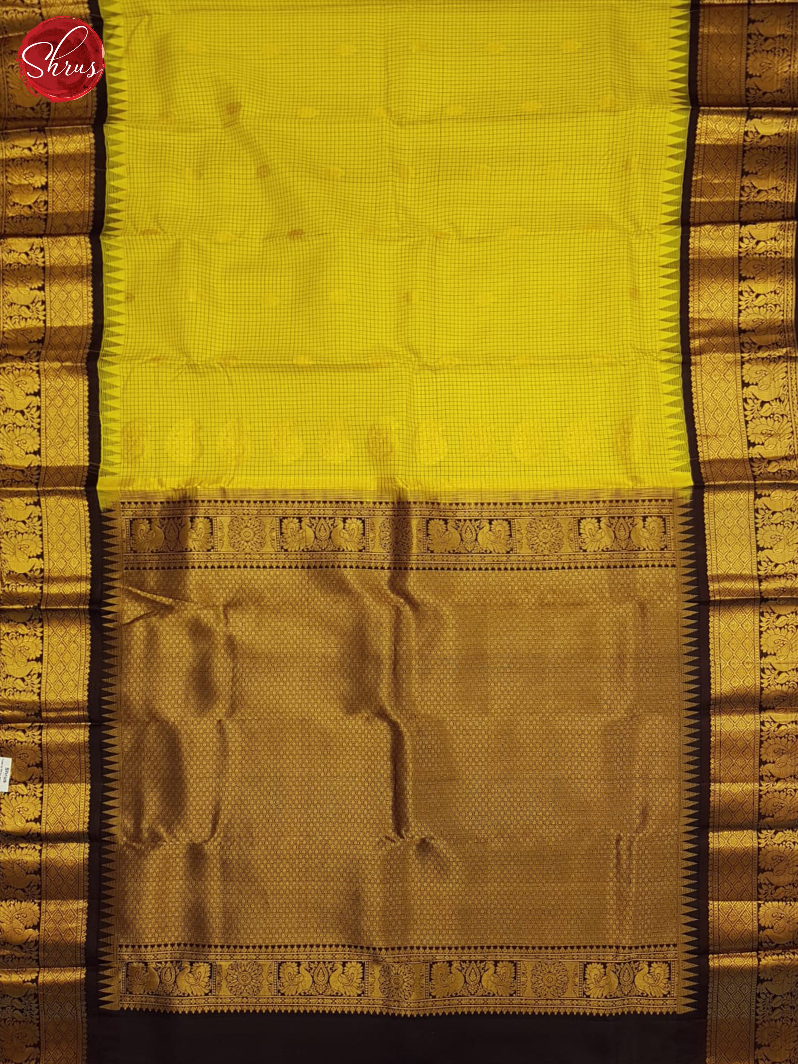 Yellow And Brown- Gadwal Silk Saree - Shop on ShrusEternity.com