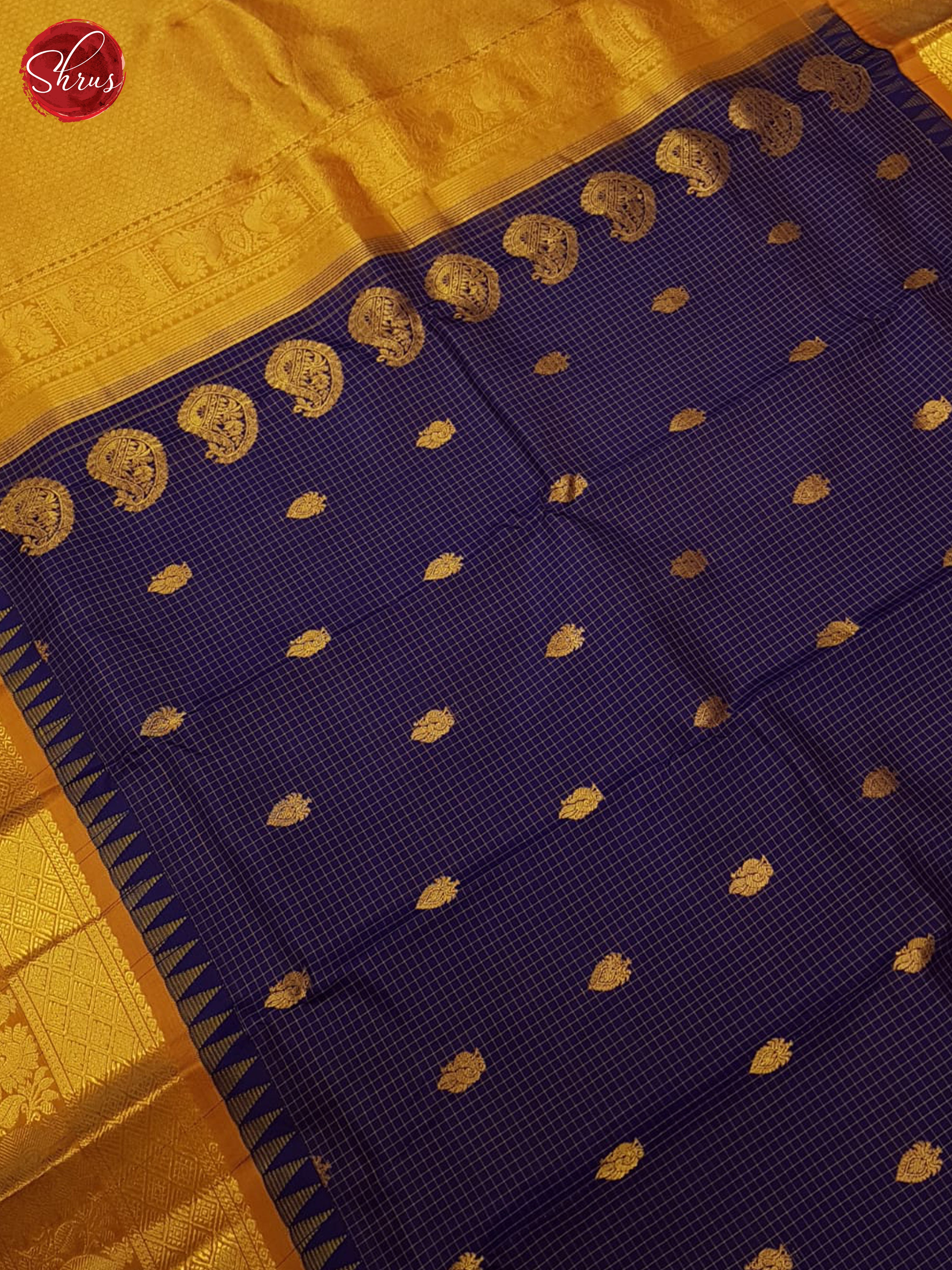 Blue And Orange-Gadwal Silk Saree - Shop on ShrusEternity.com