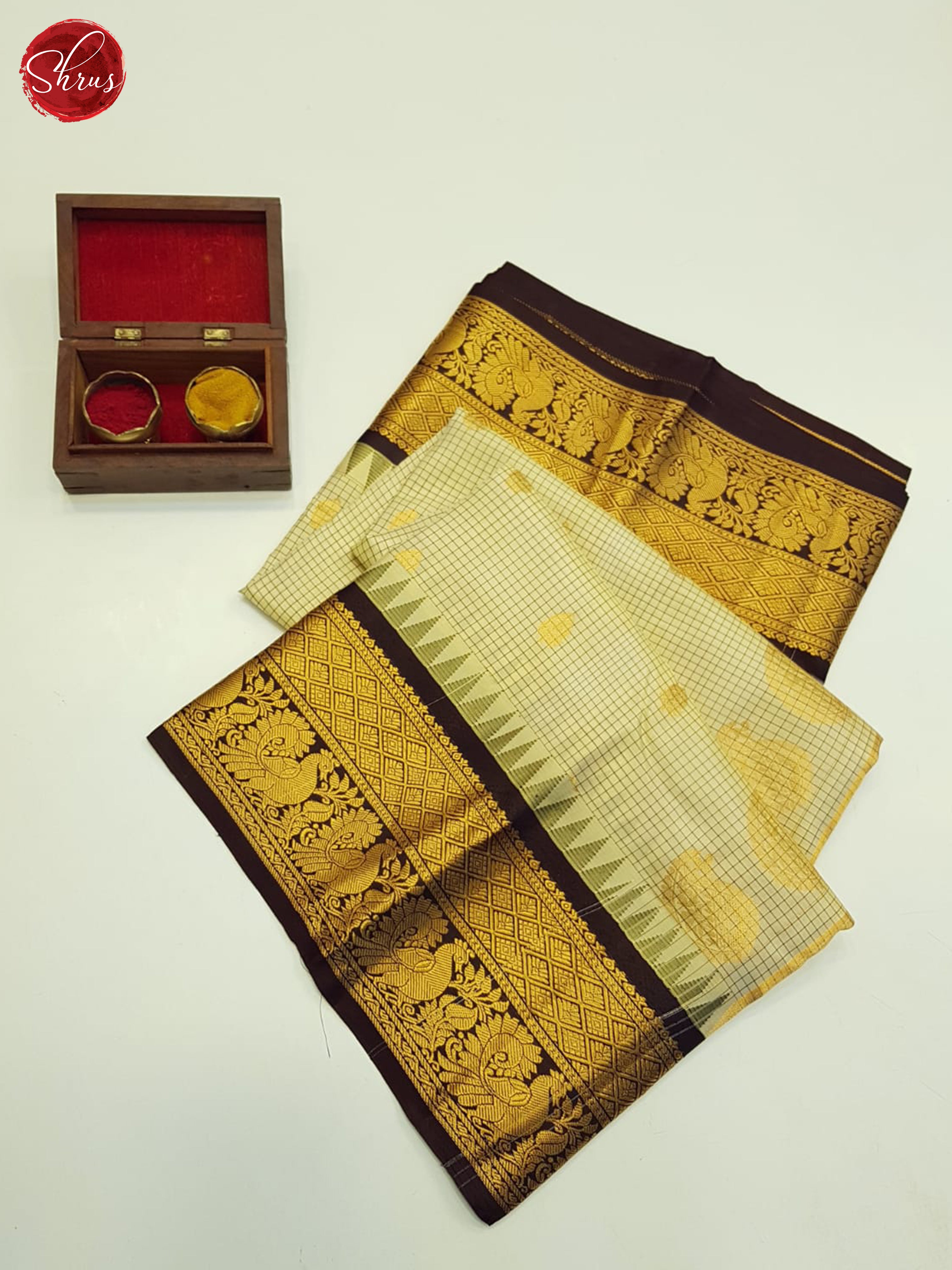Beige And Brown-Gadwal Silk saree - Shop on ShrusEternity.com