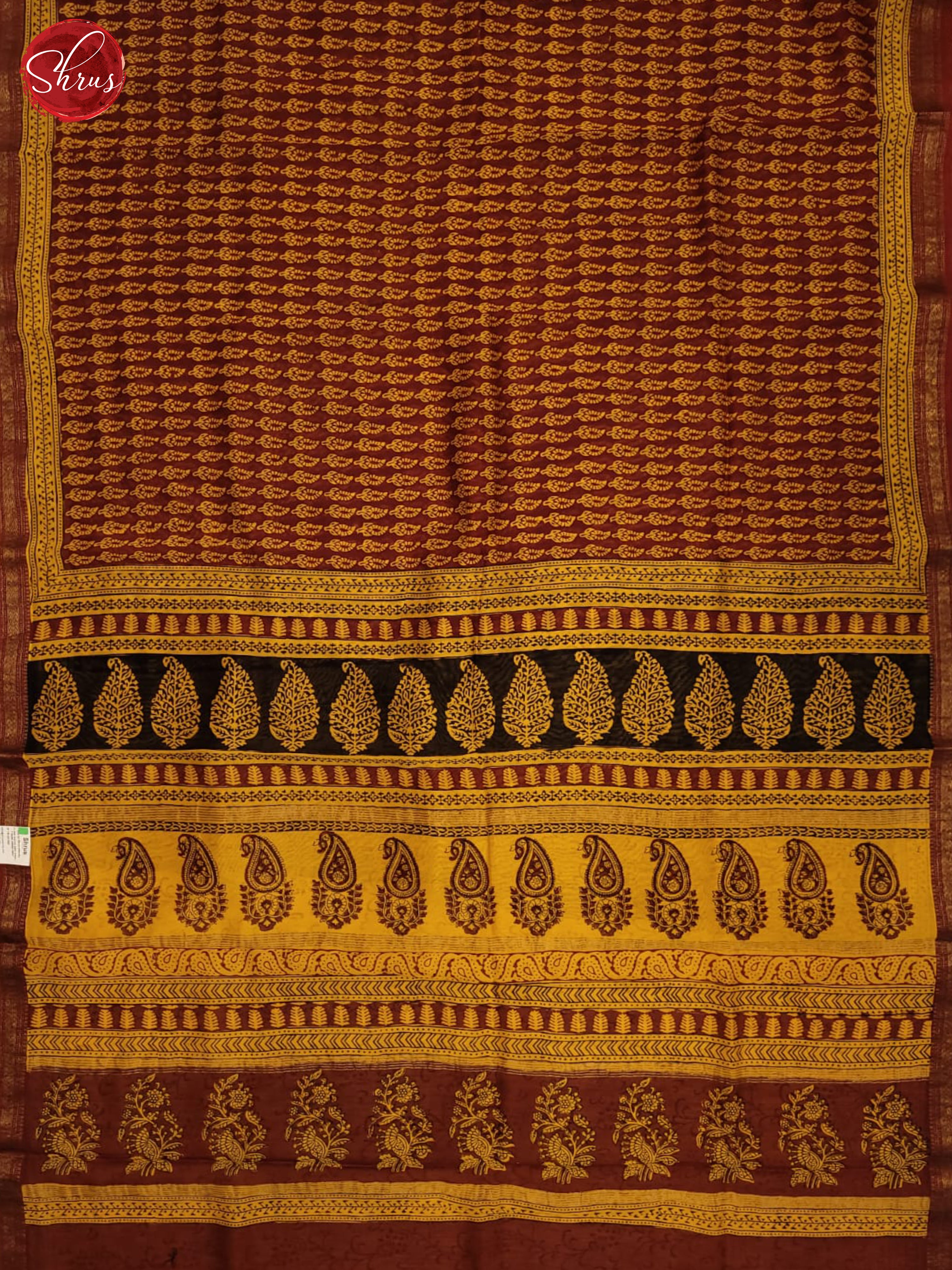 Maroon and mustard- Maheshwari Silk Cotton - Shop on ShrusEternity.com