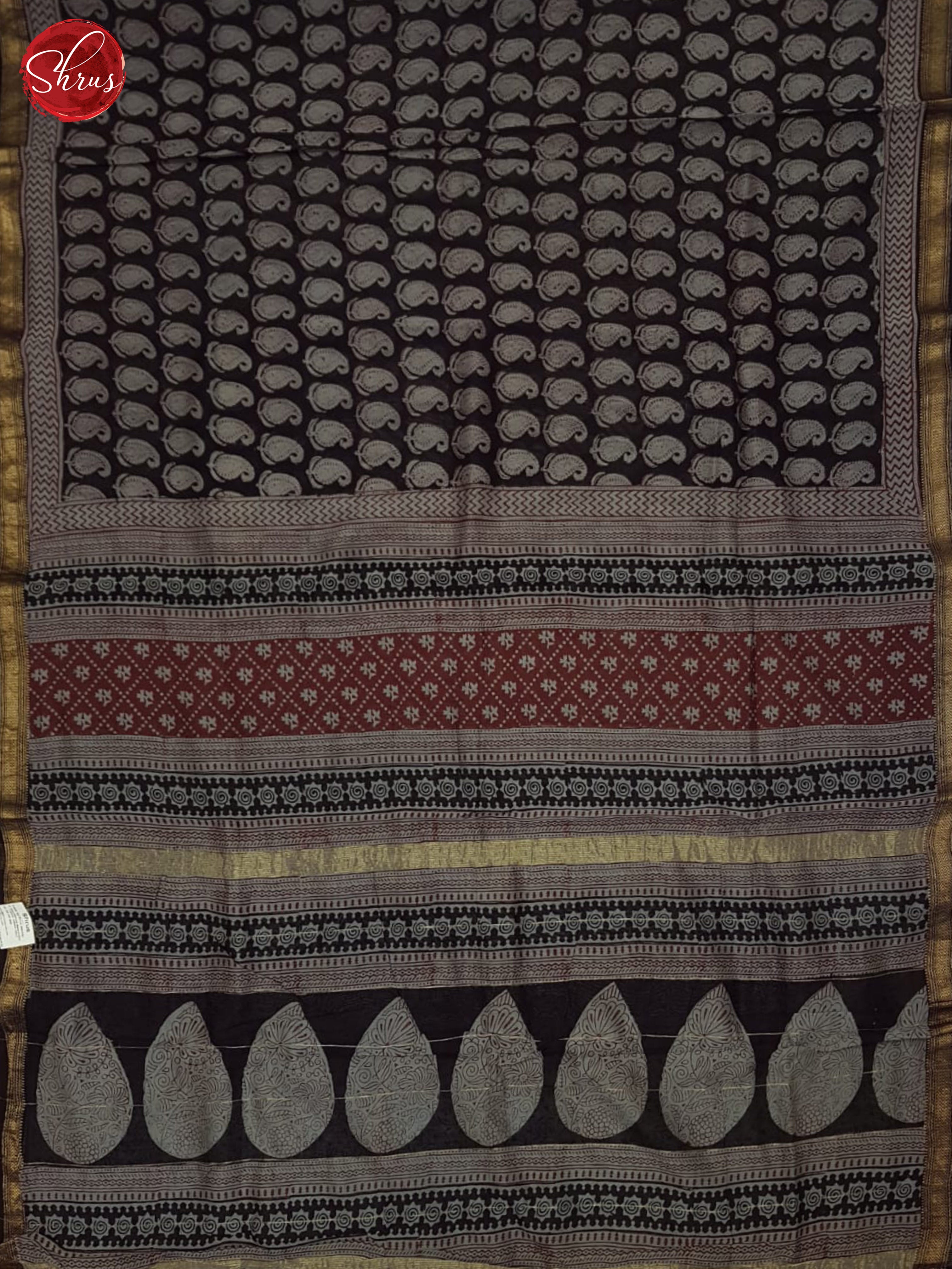 Black And Grey-Maheswari silk cotton saree - Shop on ShrusEternity.com