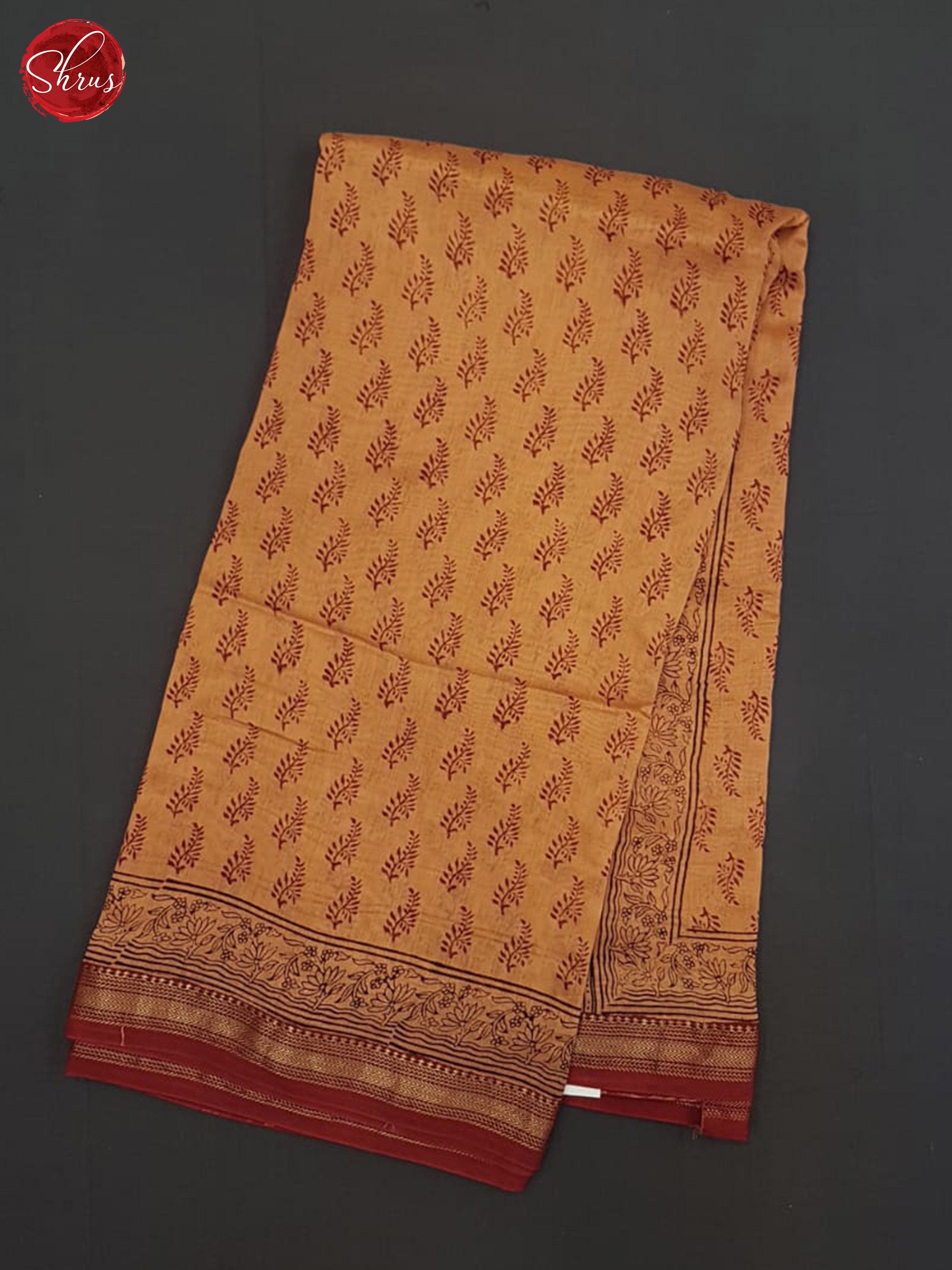 Peach and Red - Maheshwari Silk Cotton Saree - Shop on ShrusEternity.com