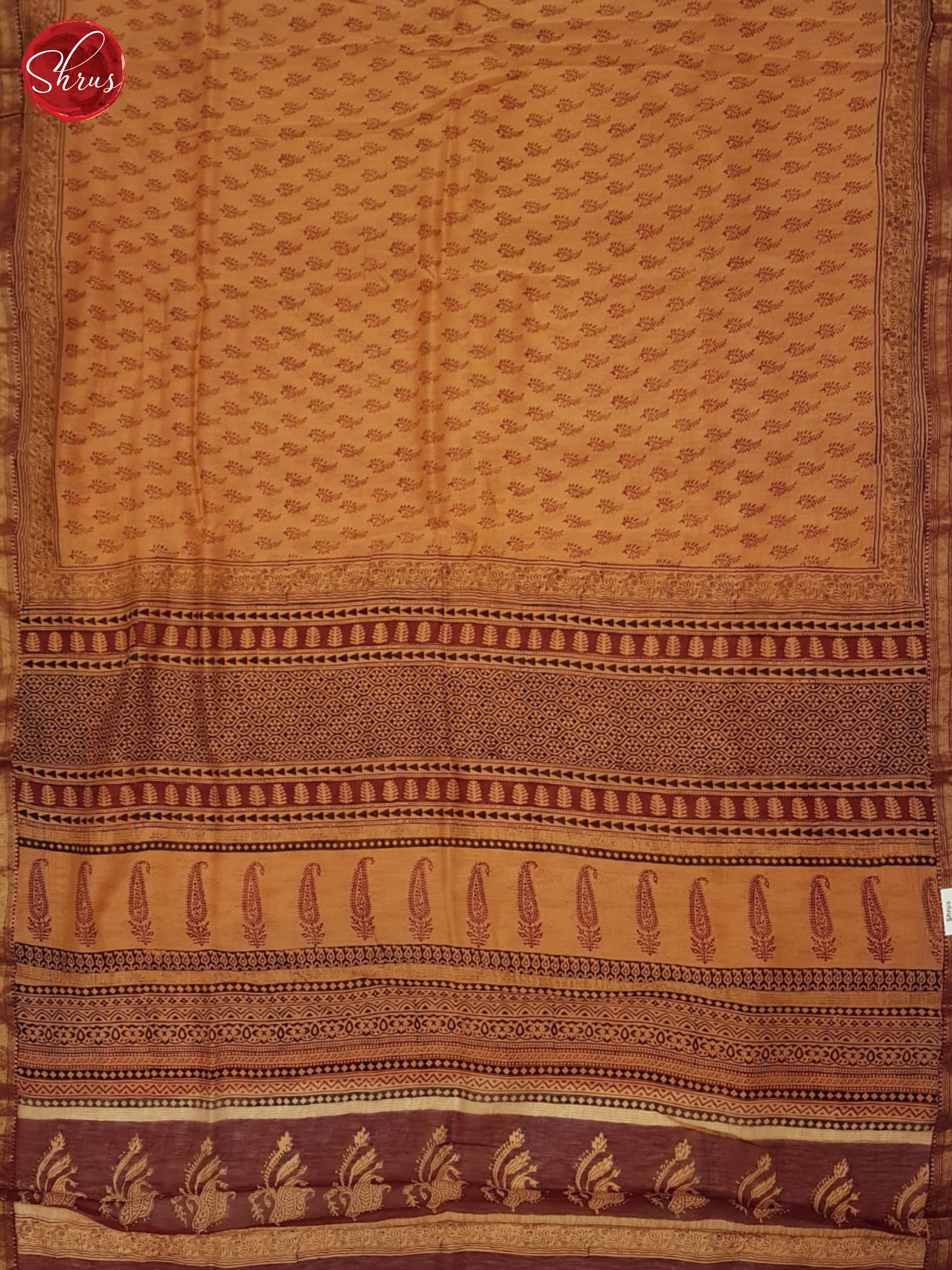 Peach and Red - Maheshwari Silk Cotton Saree - Shop on ShrusEternity.com