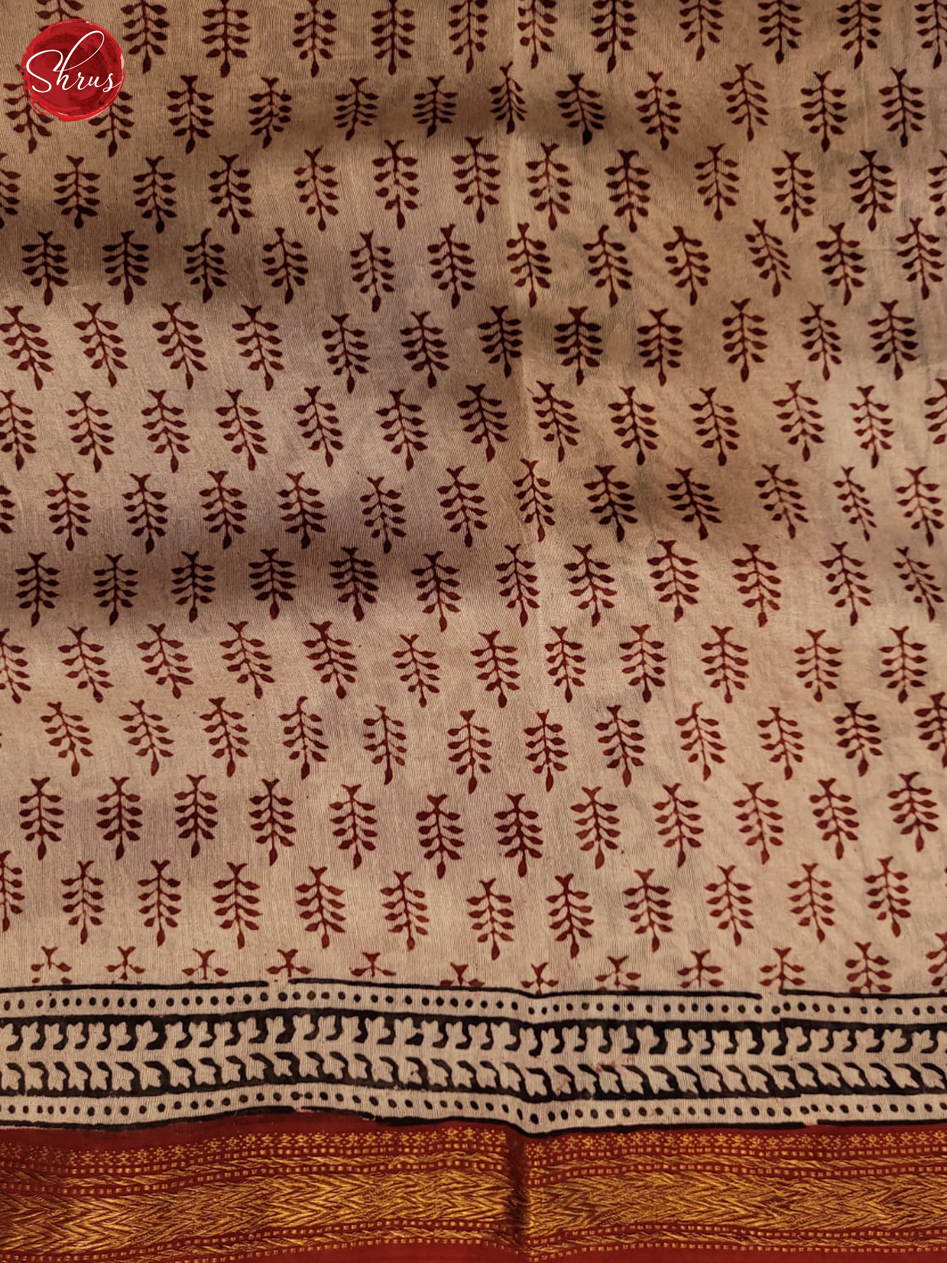 cream and red- Maheshwari Silk Cotton saree - Shop on ShrusEternity.com