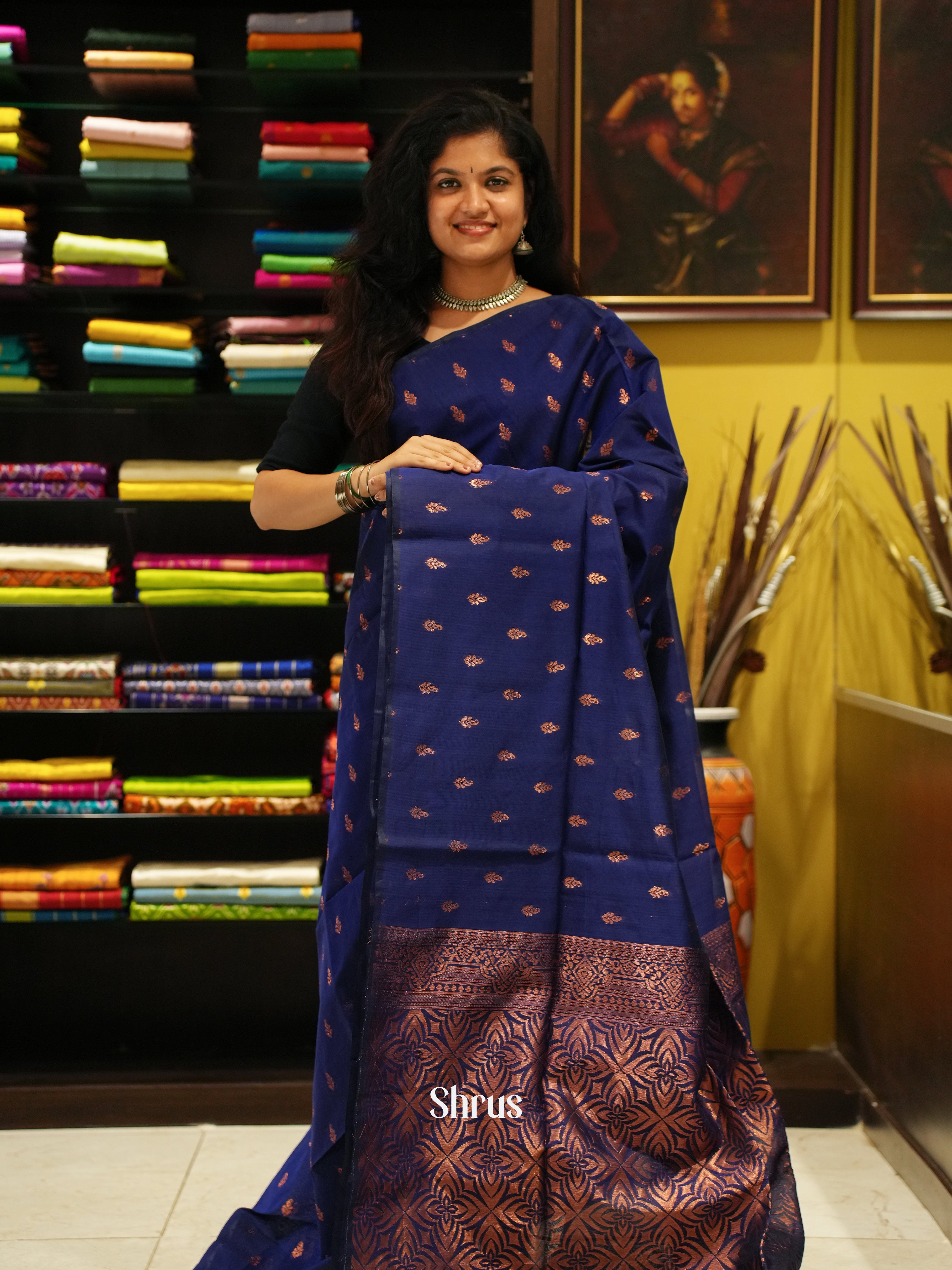 BLS11094 -Semi Silkcotton Saree - Shop on ShrusEternity.com