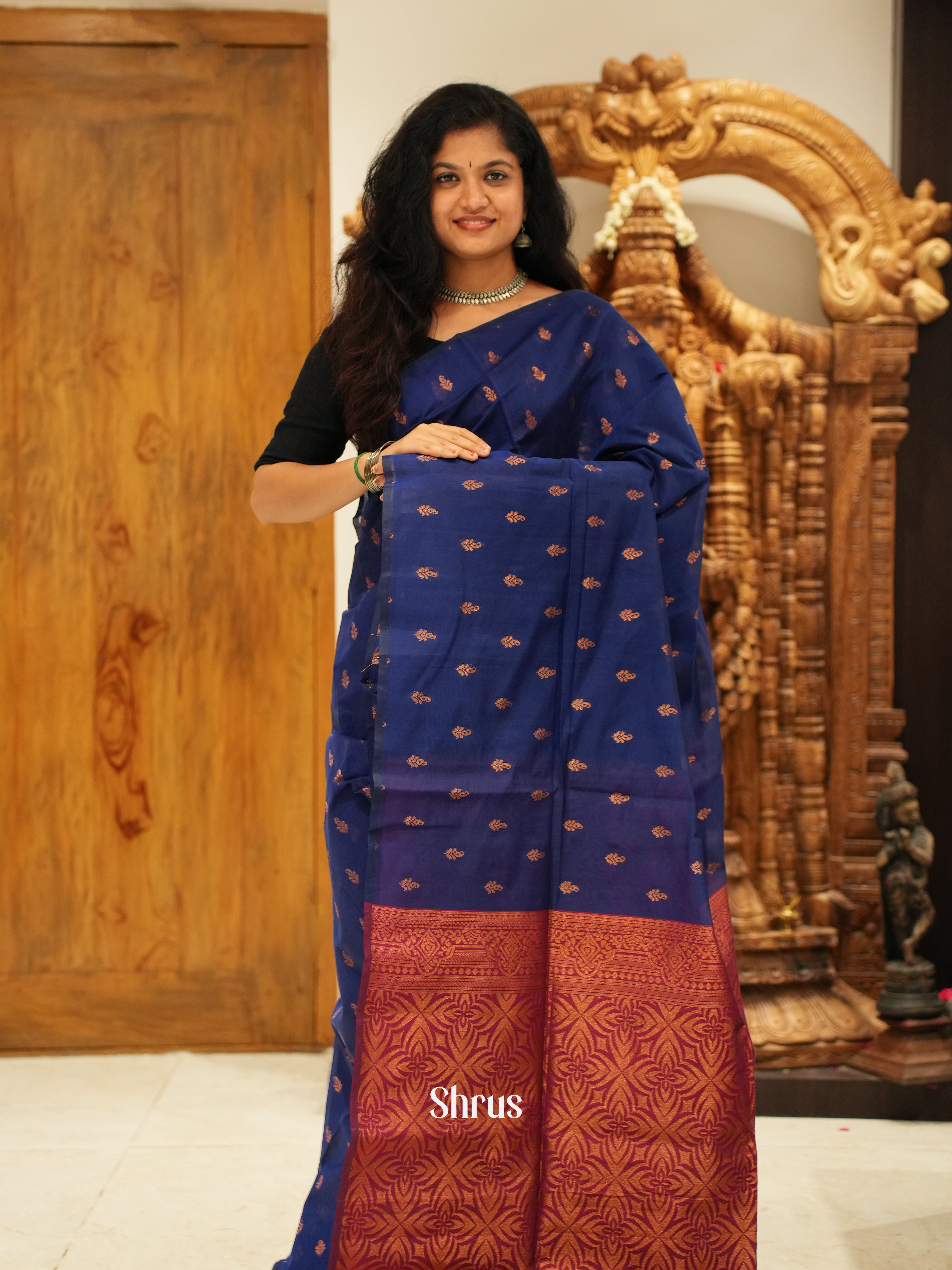 BLS11096 -Semi Silkcotton Saree - Shop on ShrusEternity.com