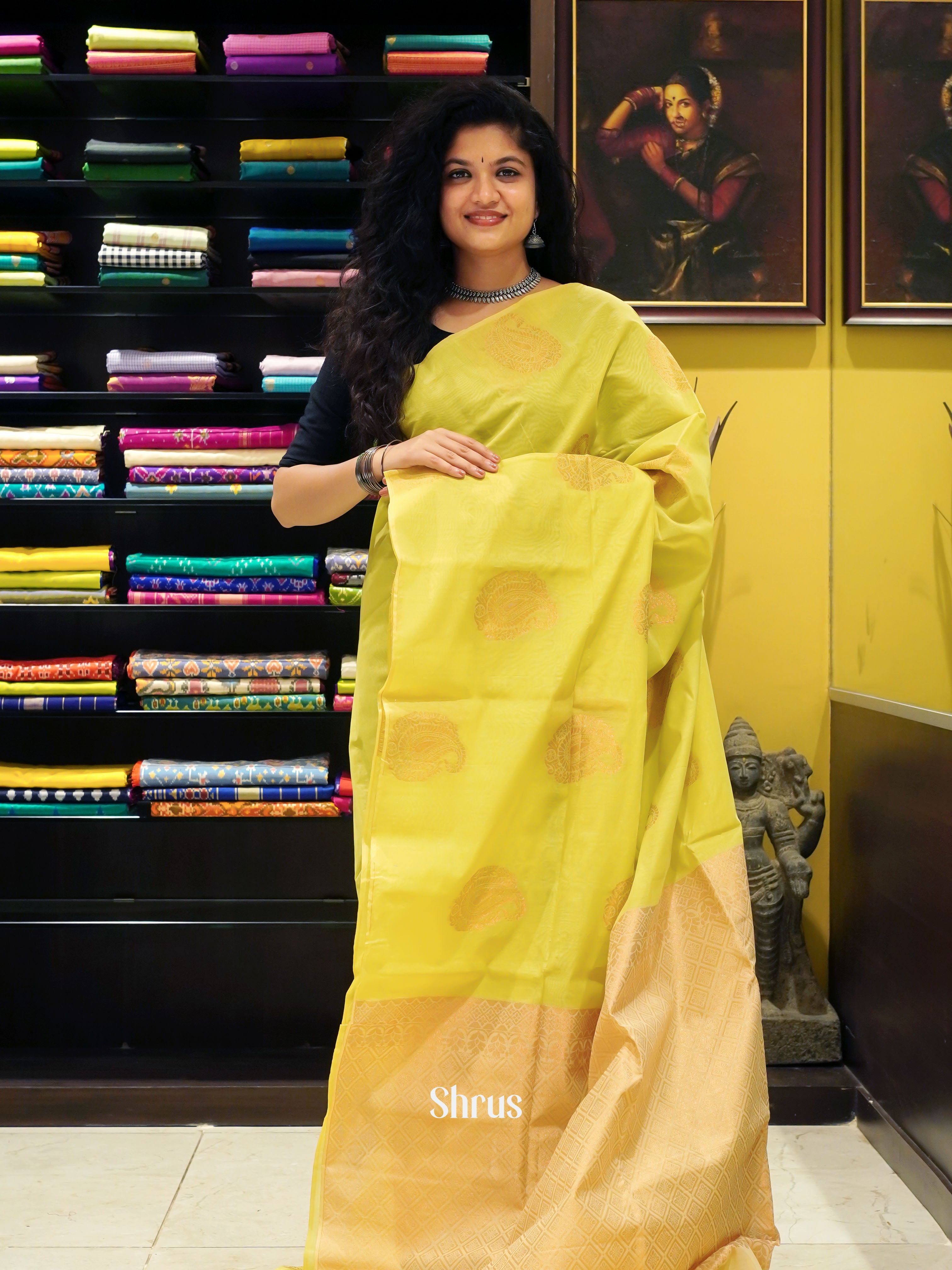 Apple Green And Beige-Semi silk Cotton Saree - Shop on ShrusEternity.com