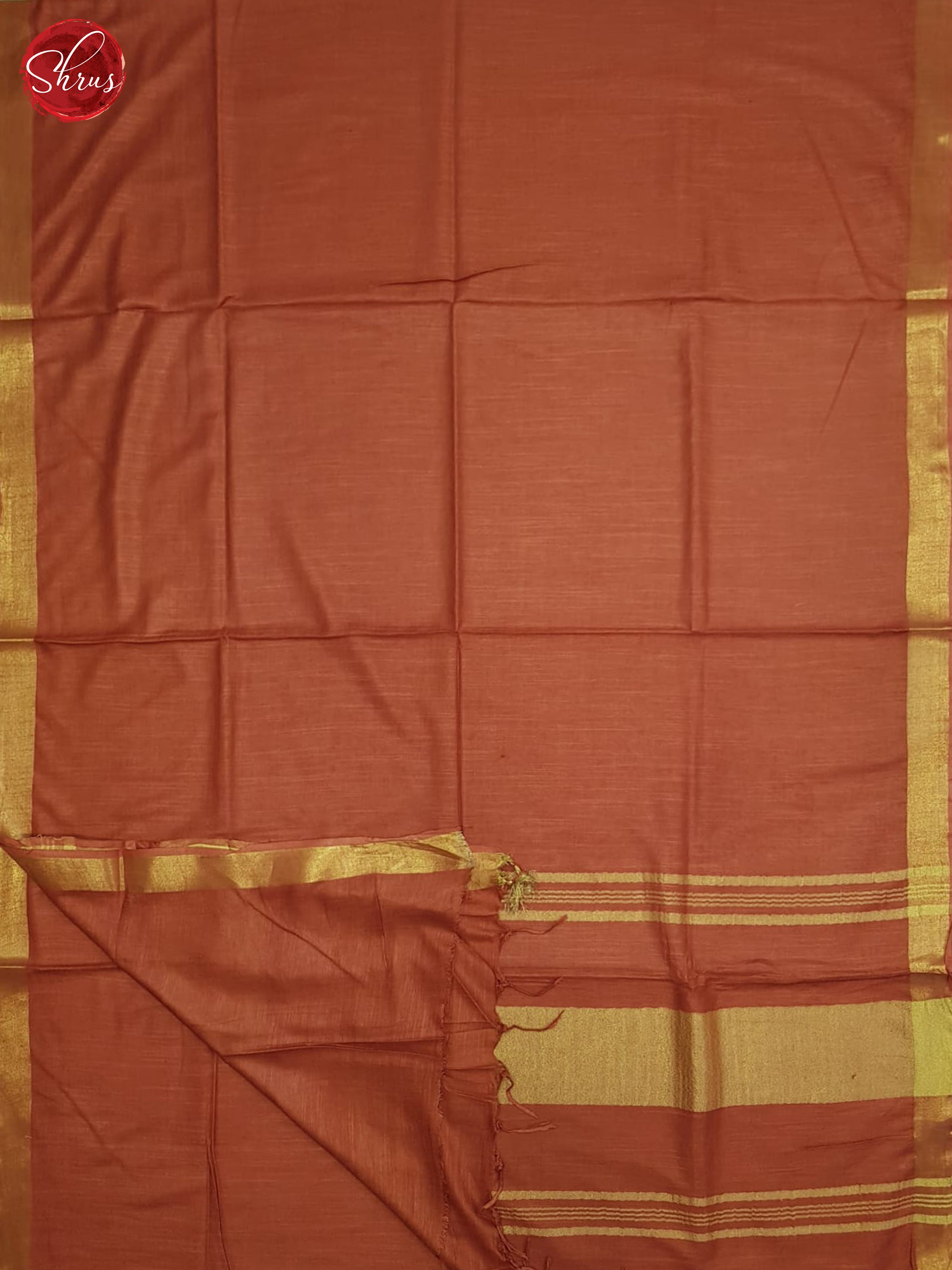Brick Orange(Single tone)-Linen Cotton Saree - Shop on ShrusEternity.com