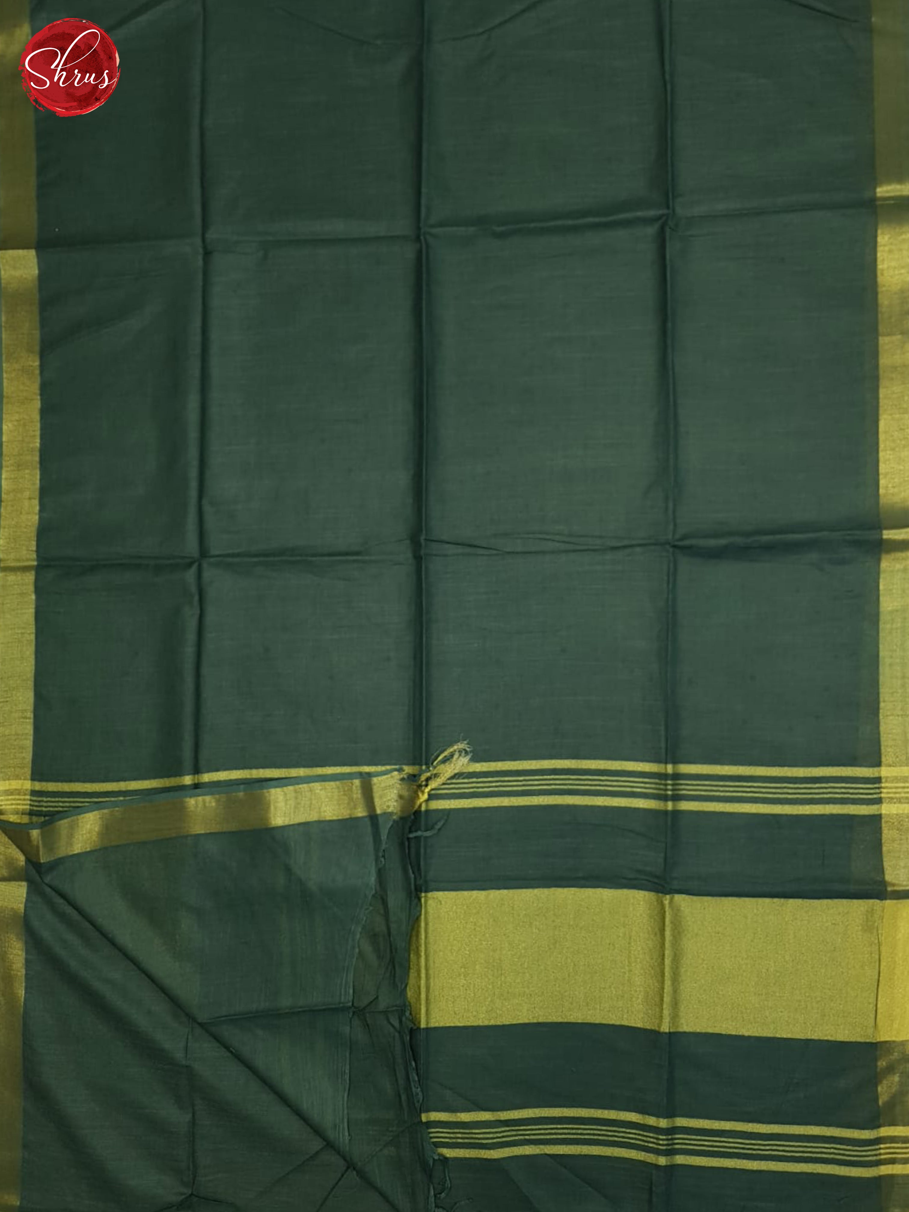 Greenish Grey(Single tone)- Linen cotton saree - Shop on ShrusEternity.com
