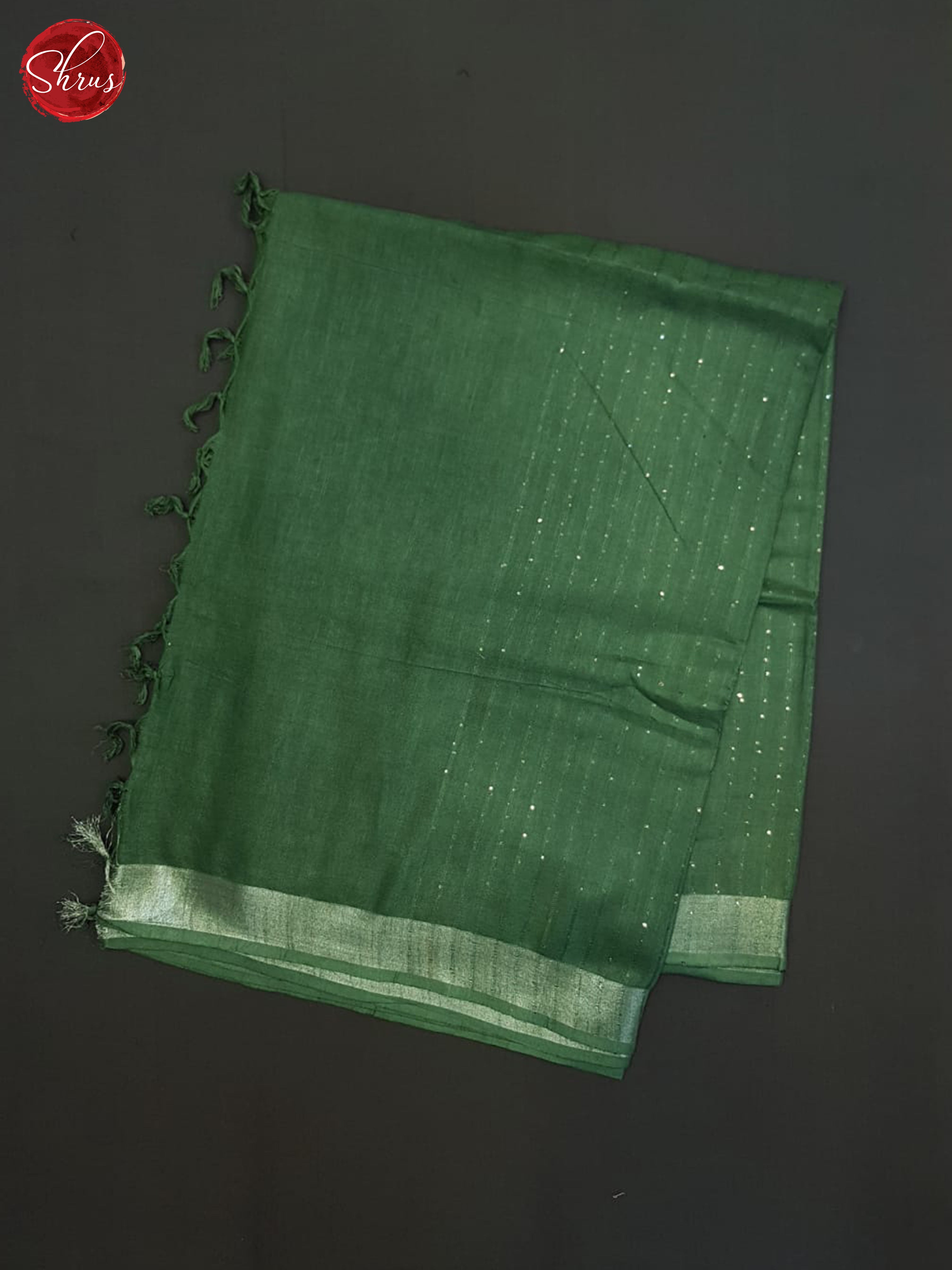 Green(Single tone)- Linen Cotton Saree - Shop on ShrusEternity.com