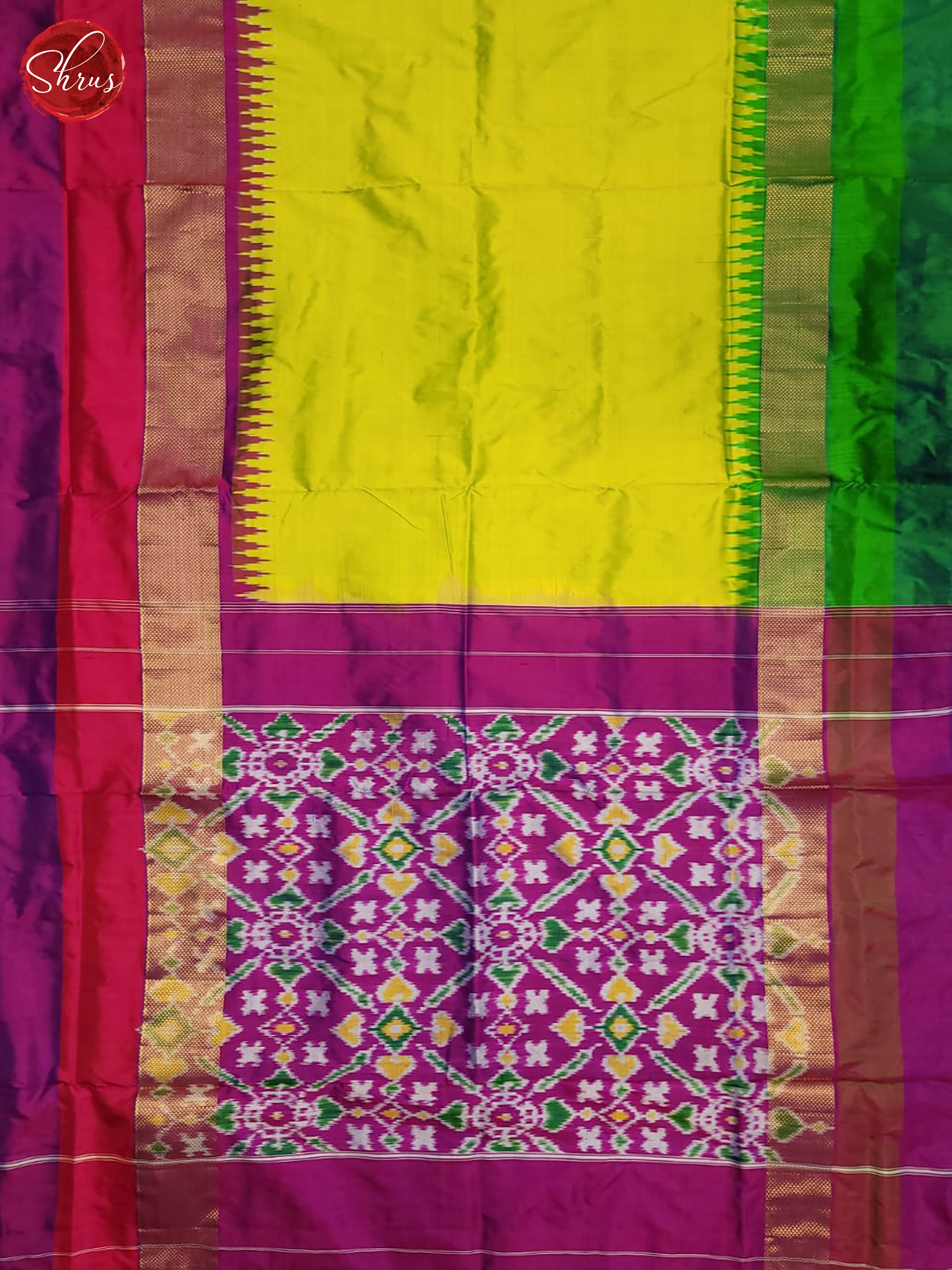 Green and purple- Ikkat Silk Saree(Ganga Jamuna Border) - Shop on ShrusEternity.com