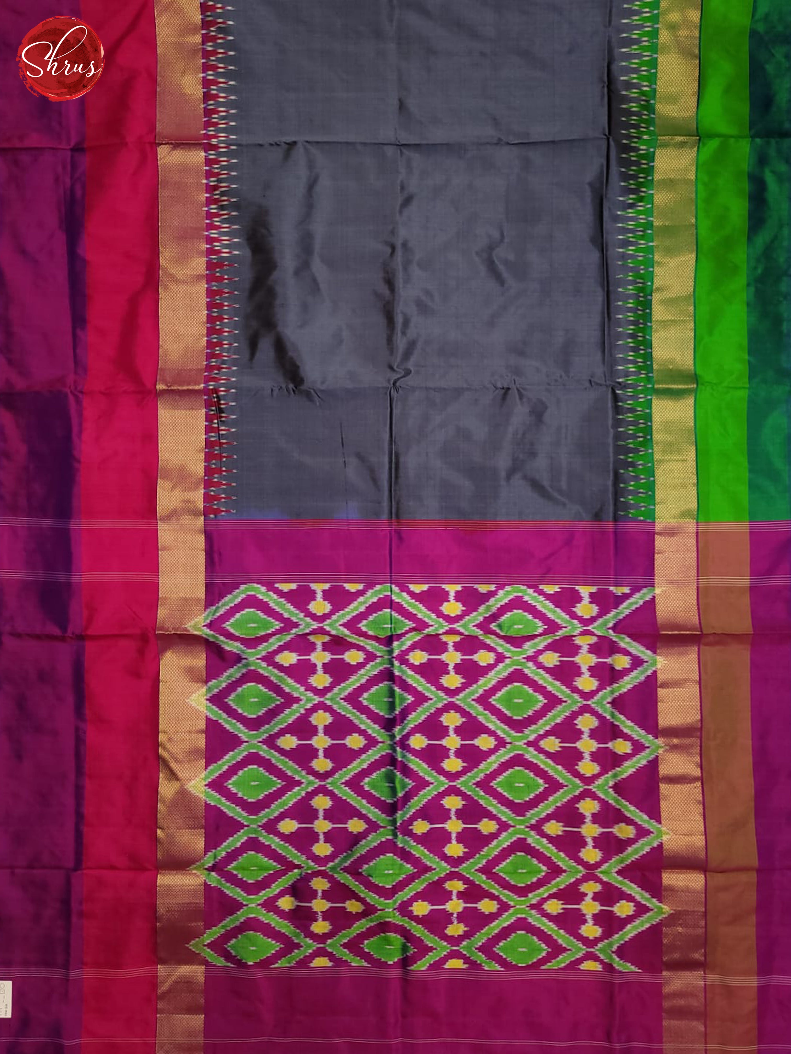Grey and pink- Ikkat Silk Saree - Shop on ShrusEternity.com