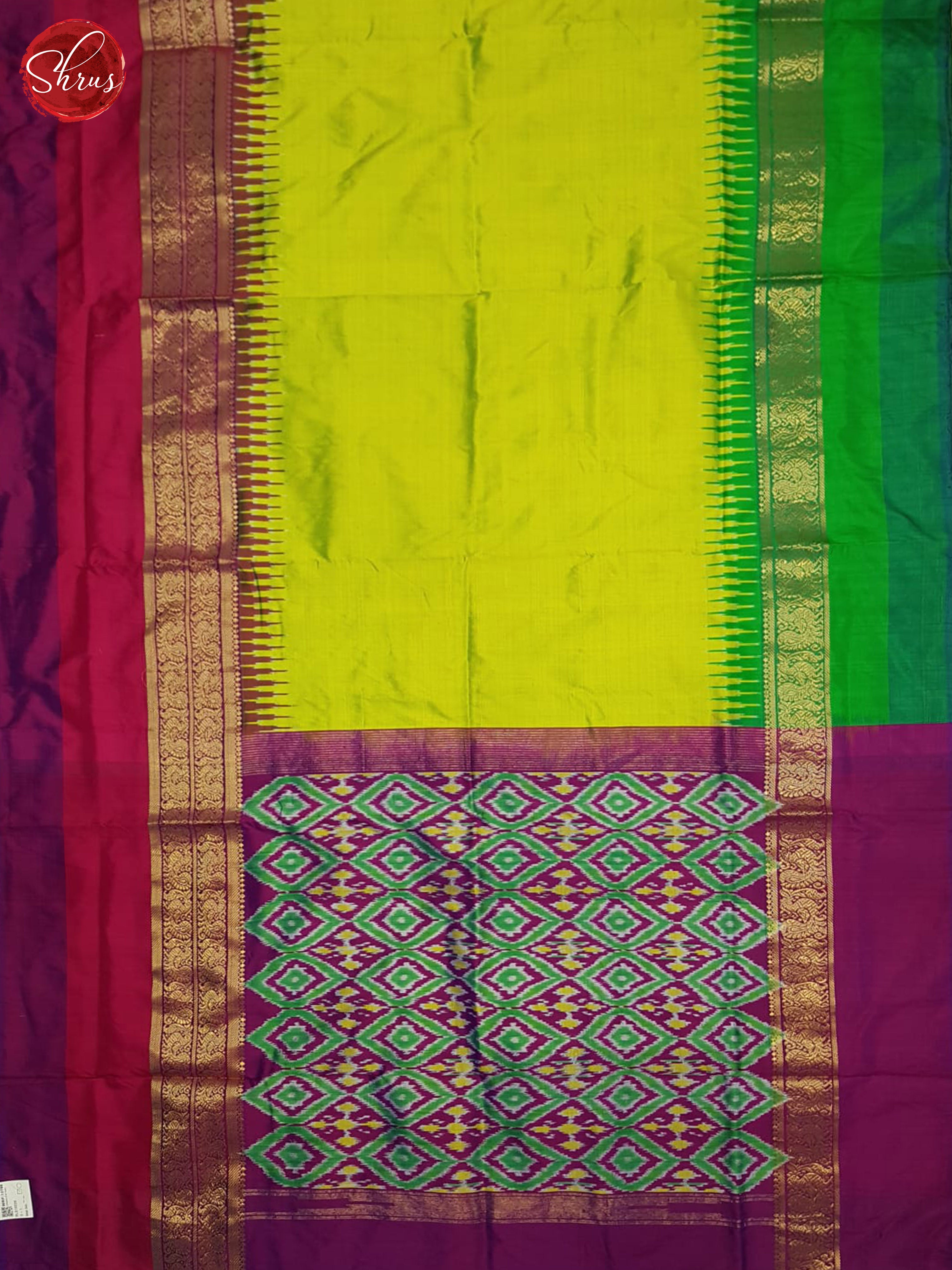 Green and Purple - Ikkat Silk Saree - Shop on ShrusEternity.com