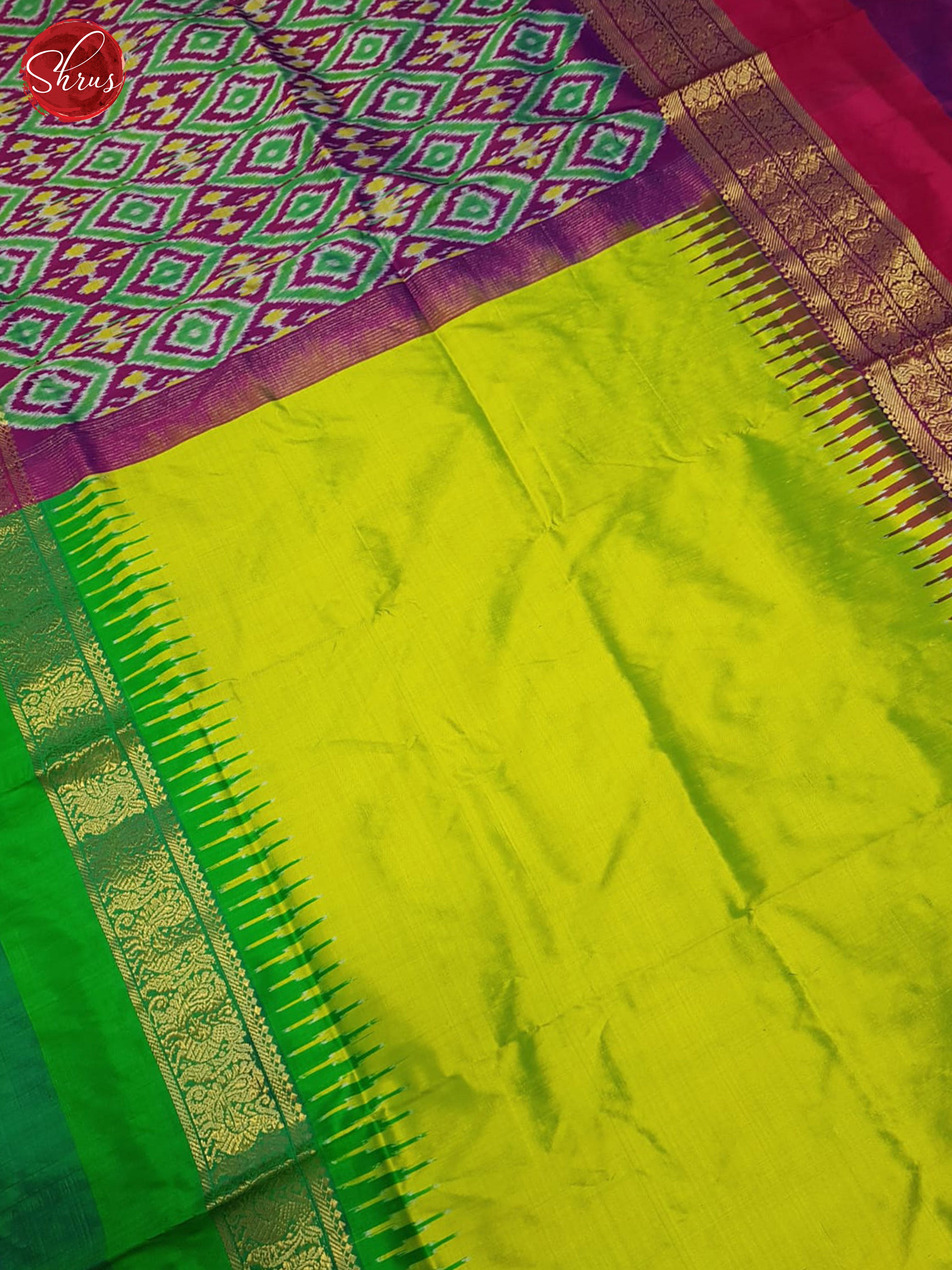 Green and Purple - Ikkat Silk Saree - Shop on ShrusEternity.com