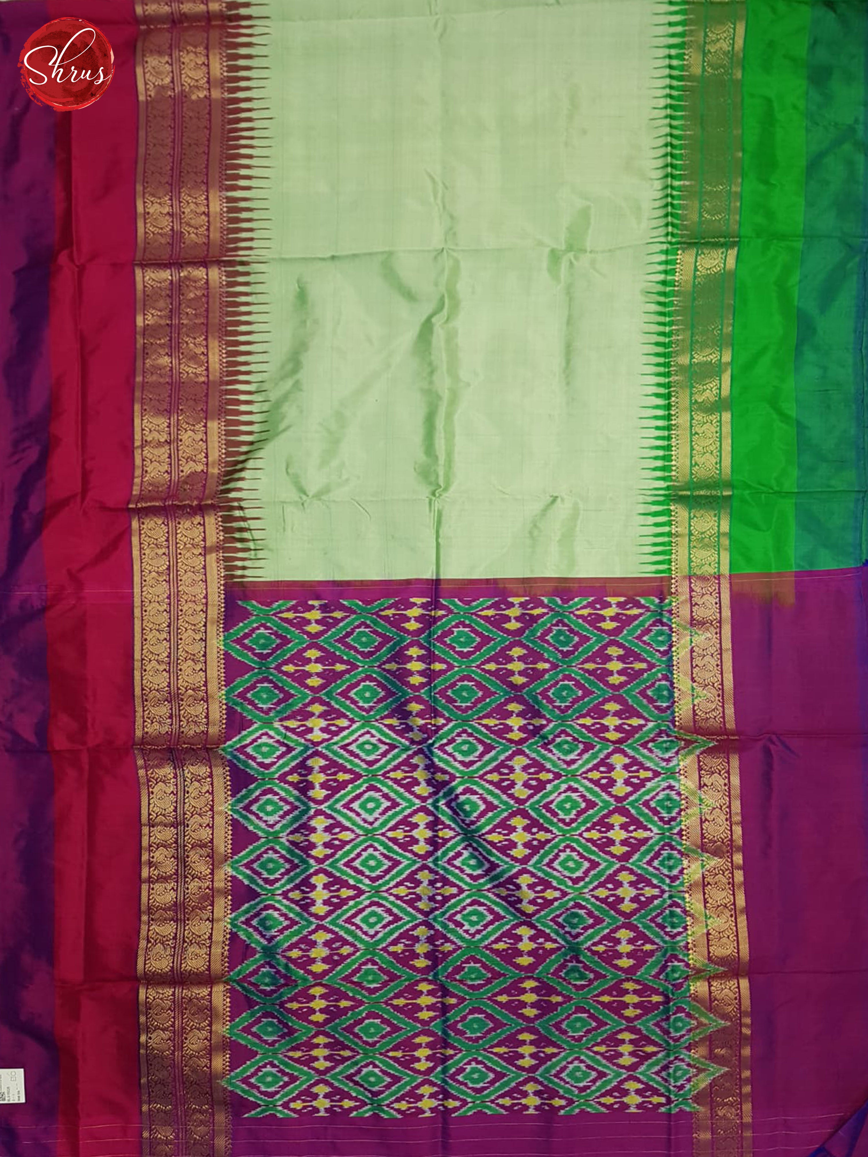Pista green and green - Ikkat Silk Saree - Shop on ShrusEternity.com