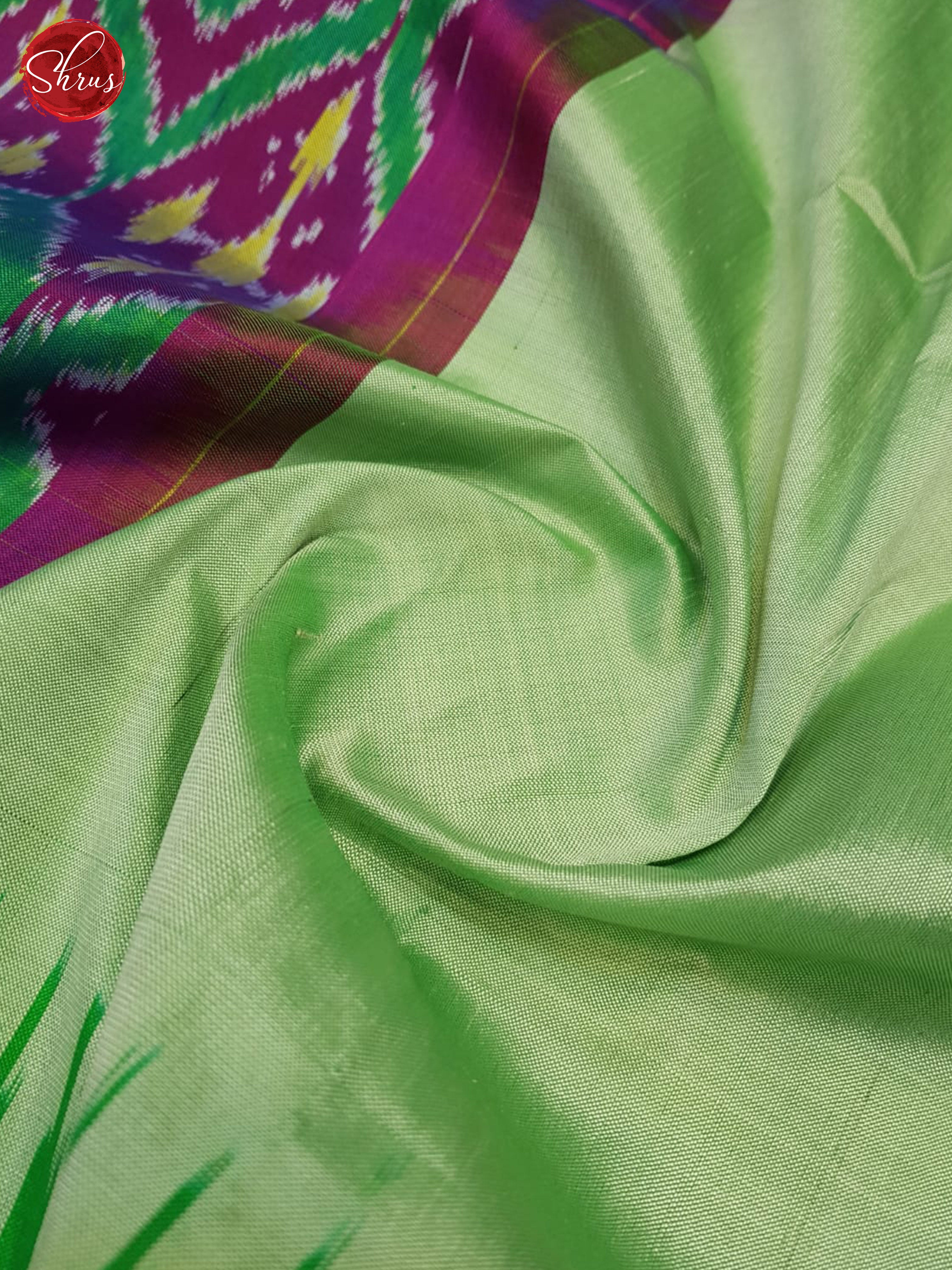 Pista green and green - Ikkat Silk Saree - Shop on ShrusEternity.com