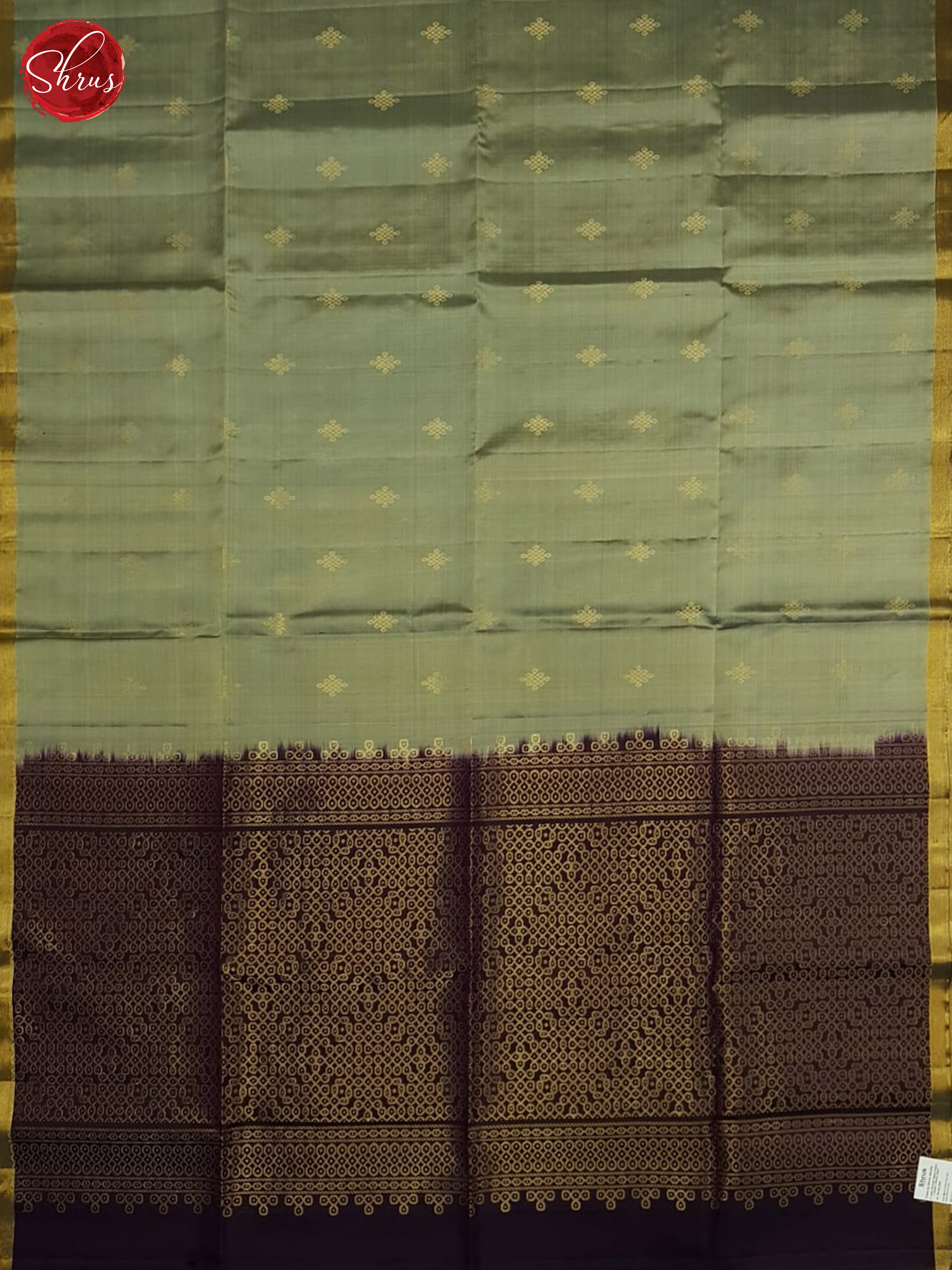 Greenish Grey and black - Soft Silk Saree - Shop on ShrusEternity.com