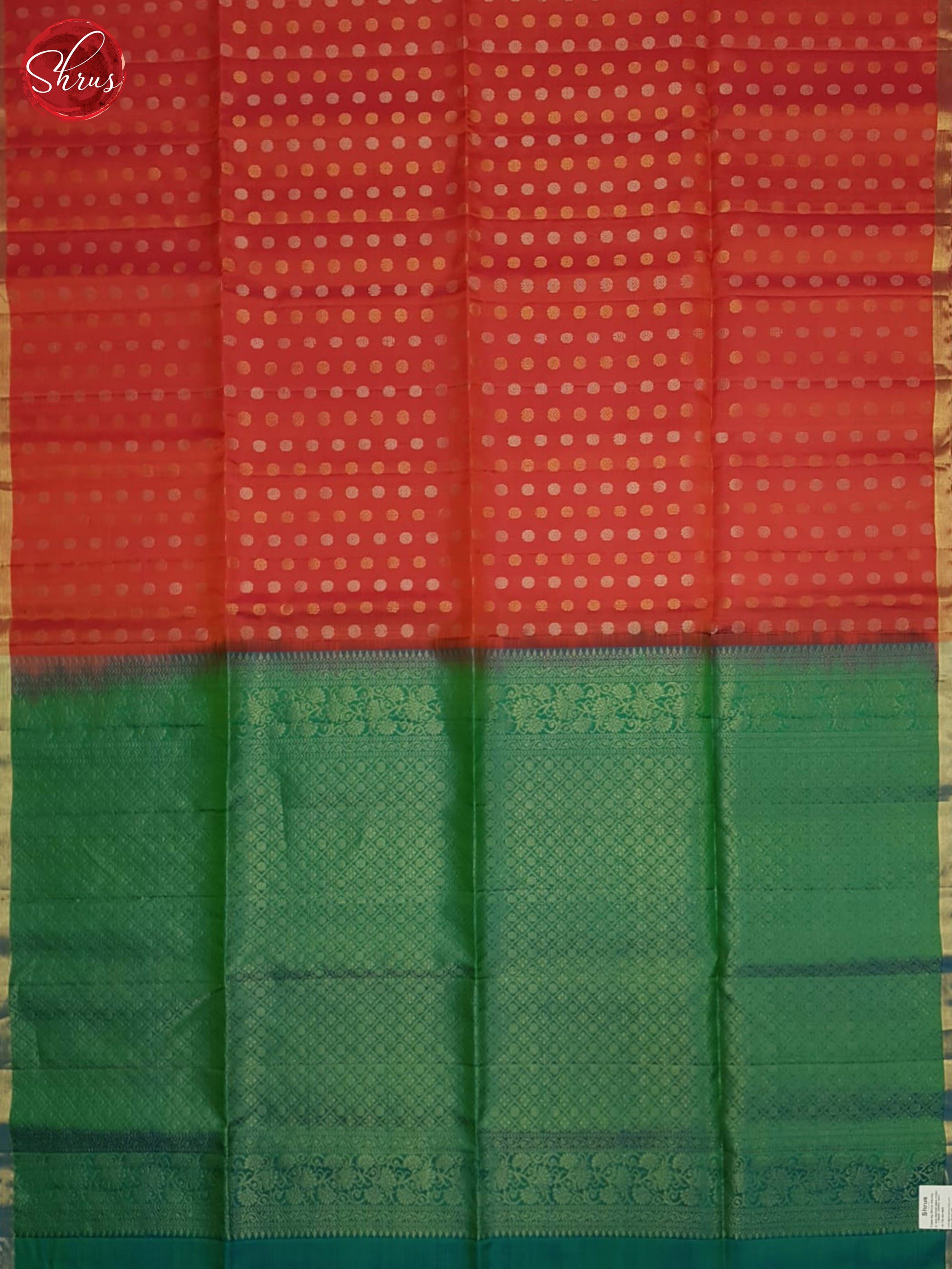 Red and green - Soft Silk Saree - Shop on ShrusEternity.com