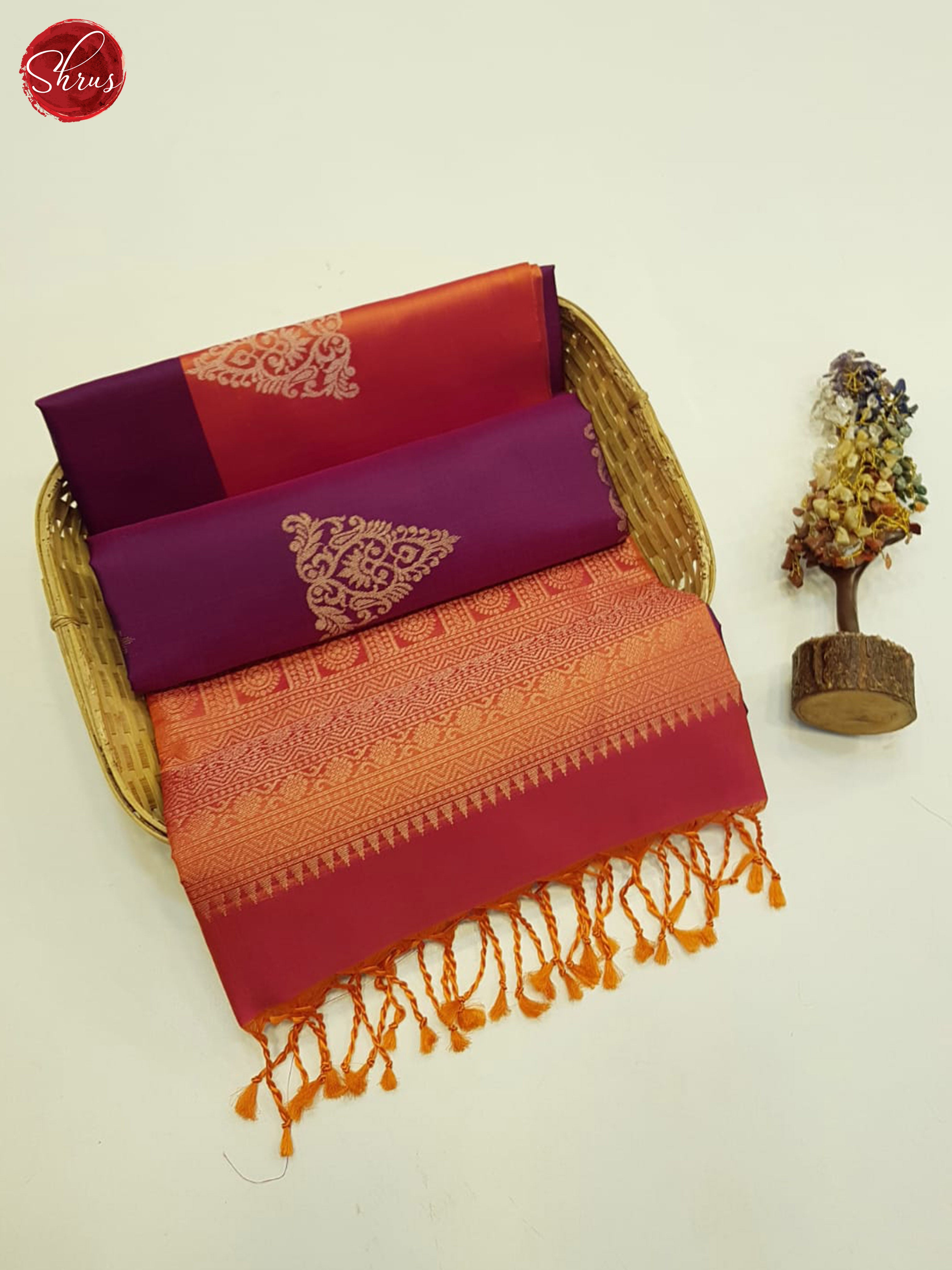 Purple and orange- Soft Silk Saree - Shop on ShrusEternity.com
