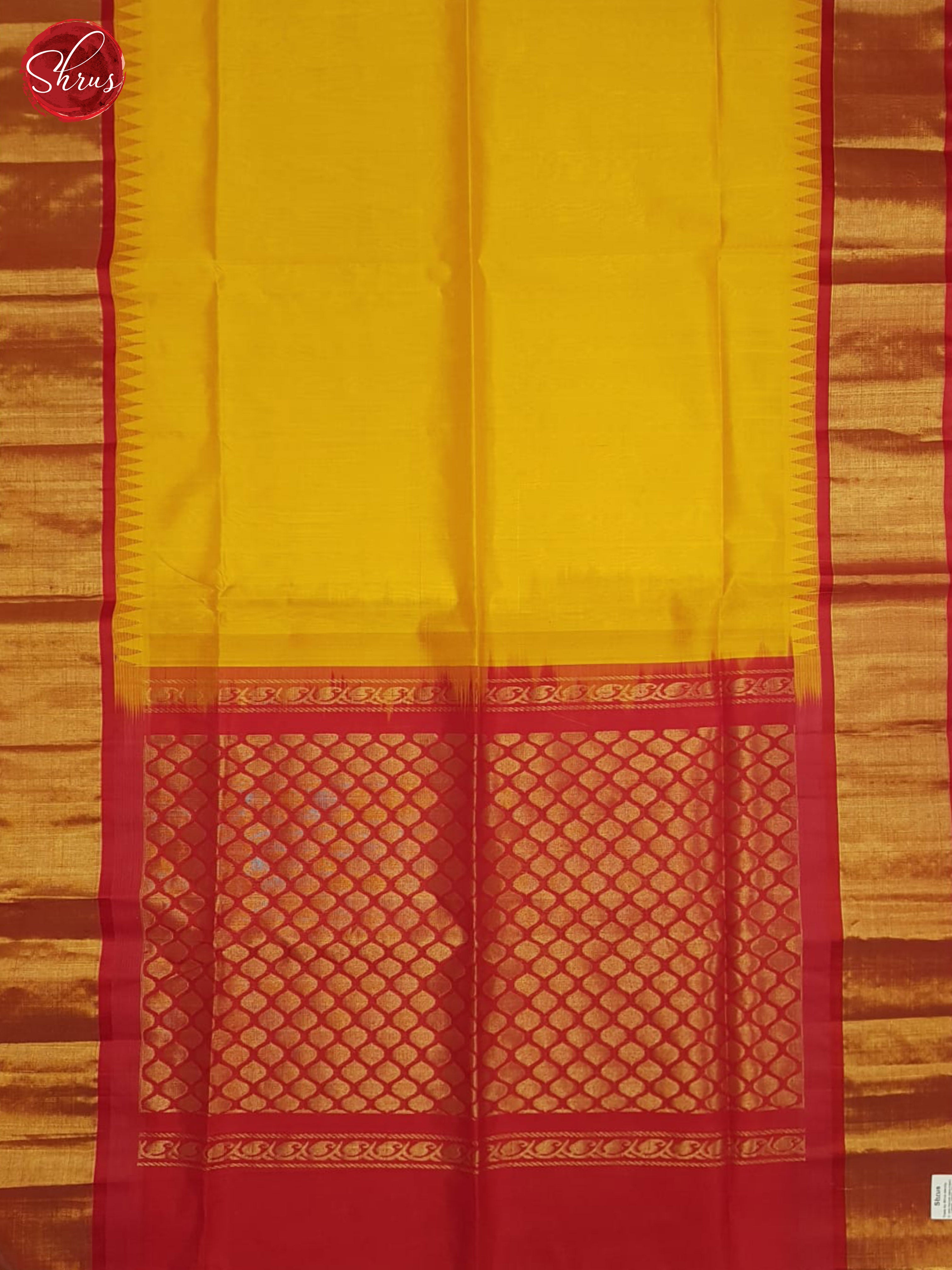 Yellow and red- Silk Cotton Saree - Shop on ShrusEternity.com