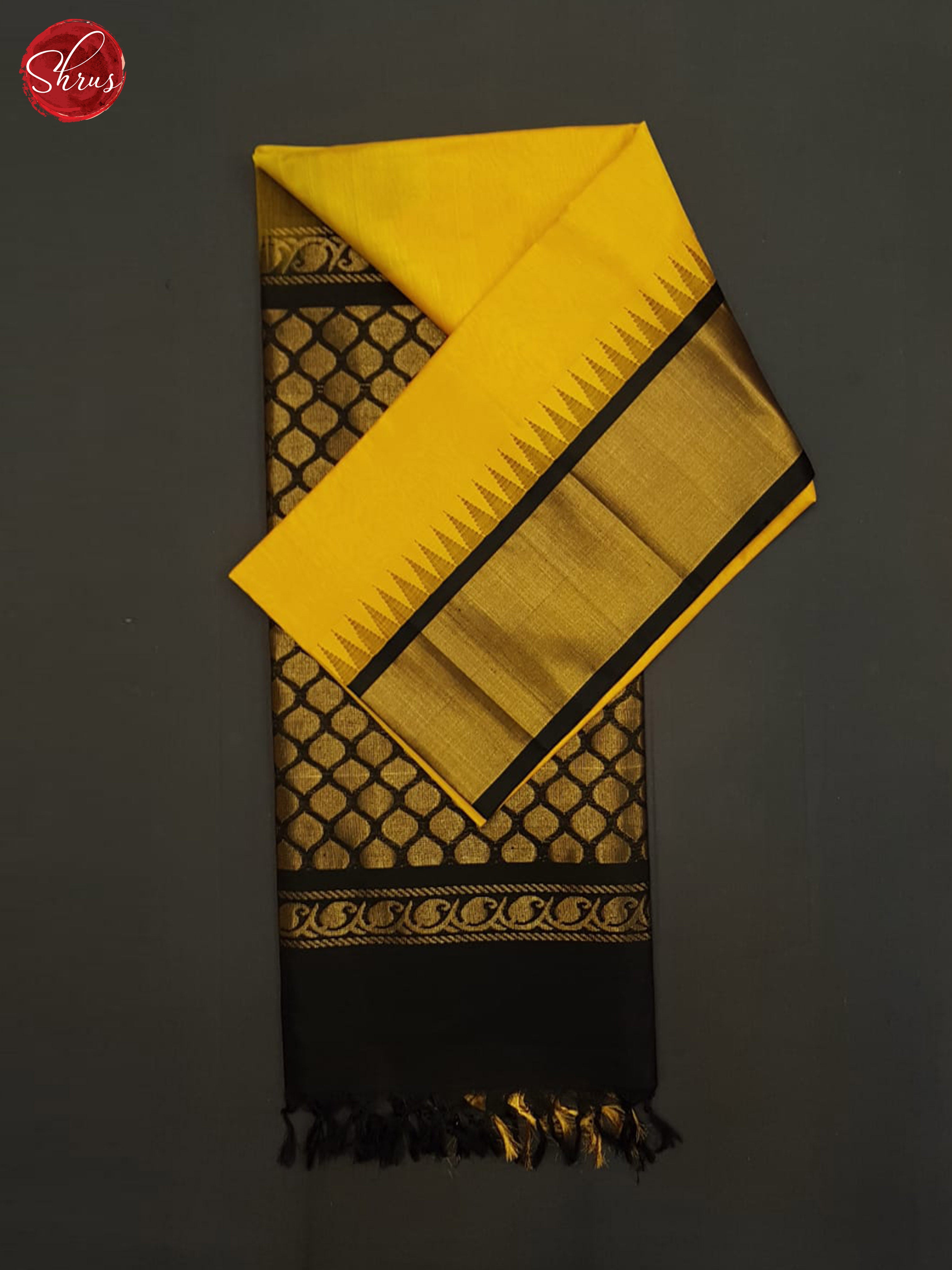 Yellow and Black - Silk Cotton Saree - Shop on ShrusEternity.com