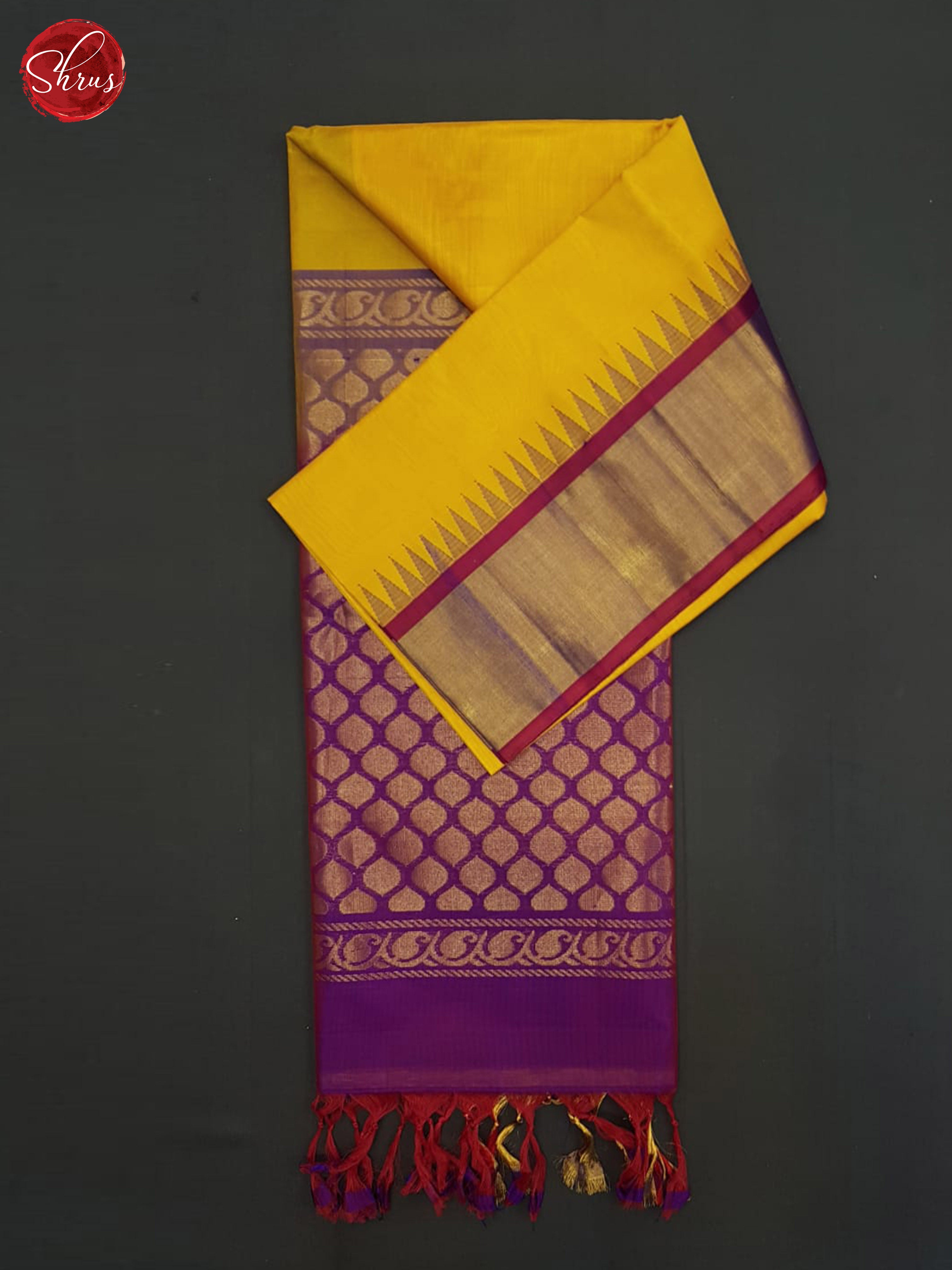 Yellow and Pirple - Silk Cotton Saree - Shop on ShrusEternity.com