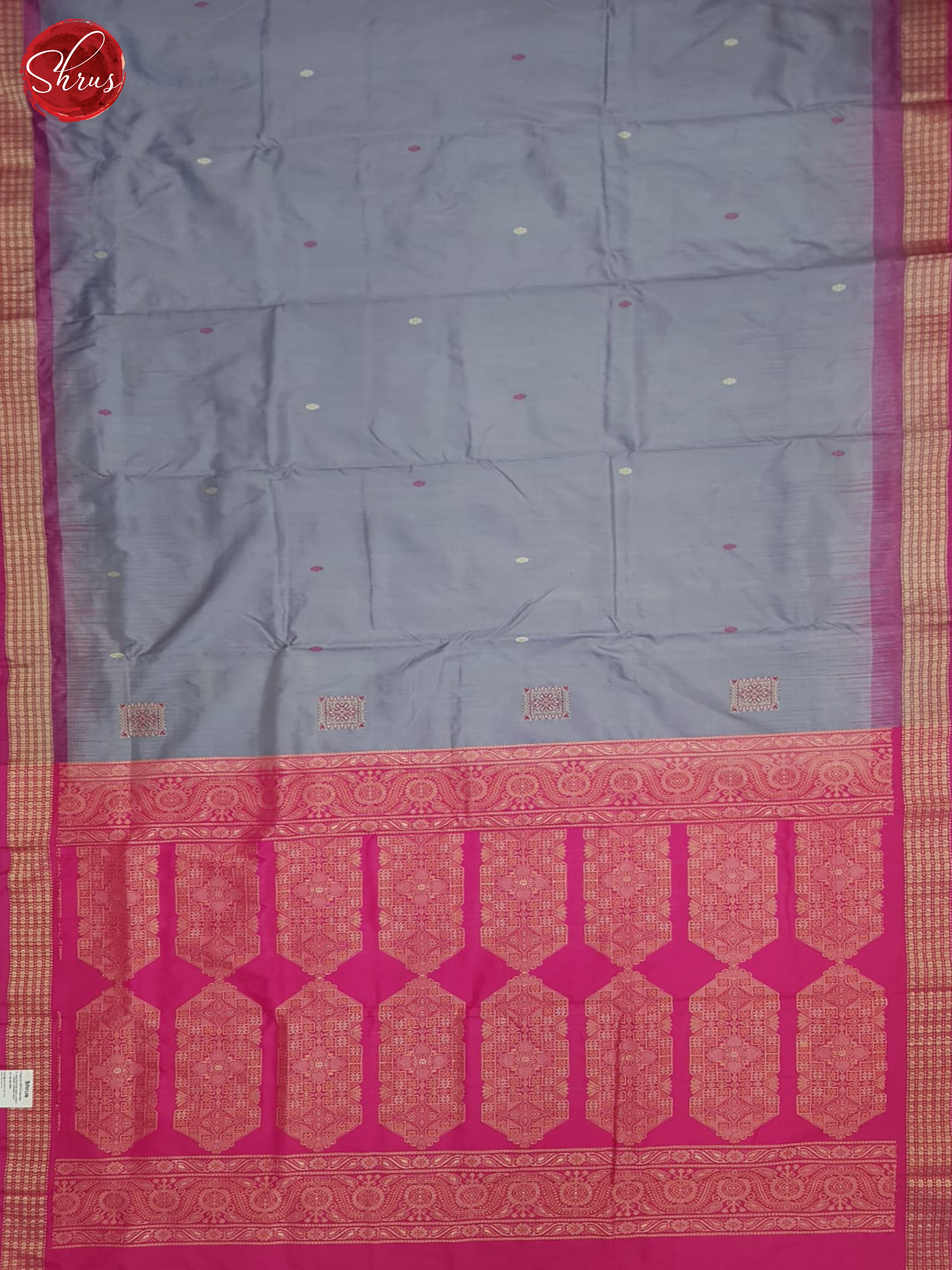 Greyish Blue And Pink-odisha Sambalpuri Silk saree - Shop on ShrusEternity.com