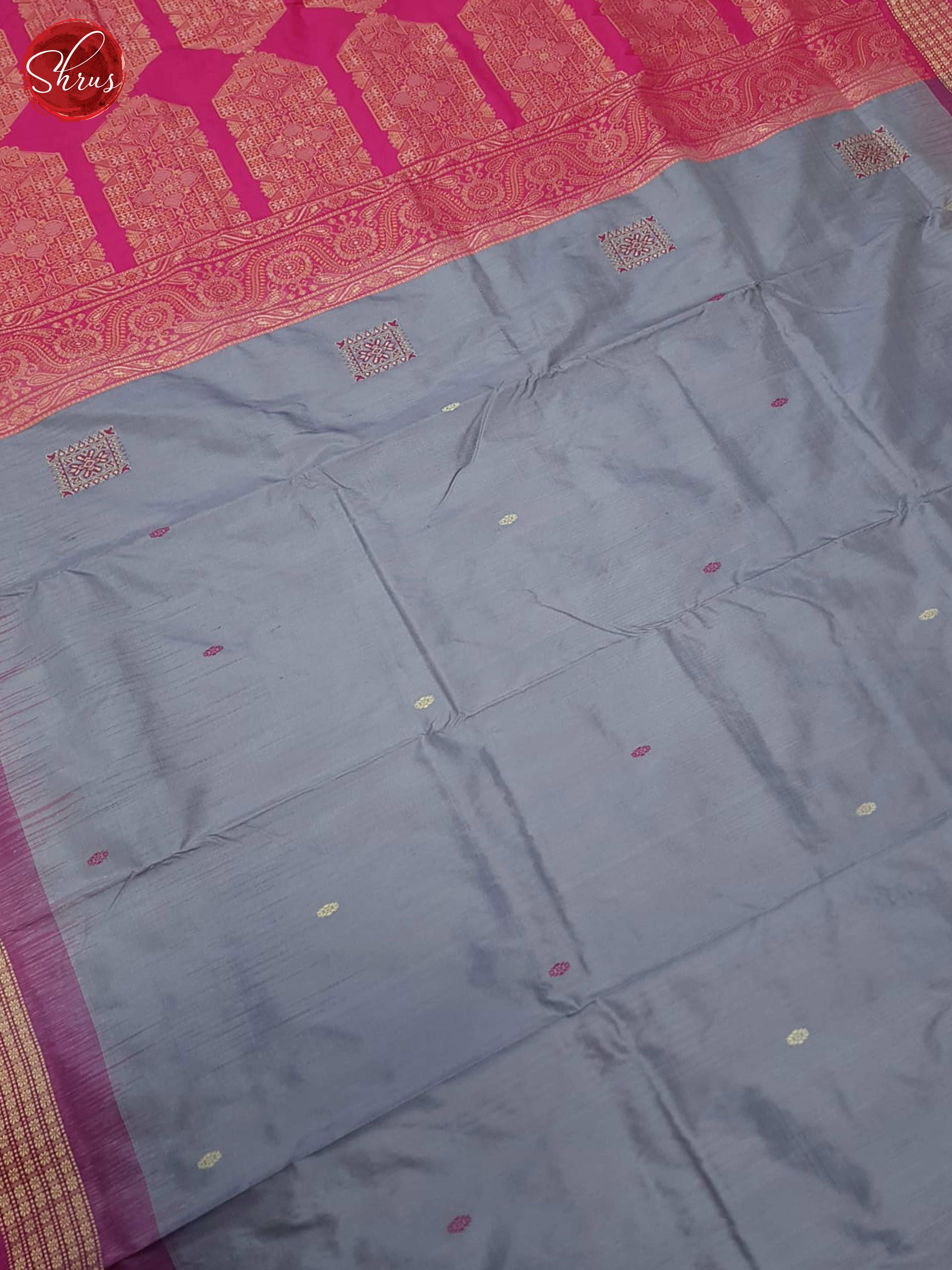 Greyish Blue And Pink-odisha Sambalpuri Silk saree - Shop on ShrusEternity.com