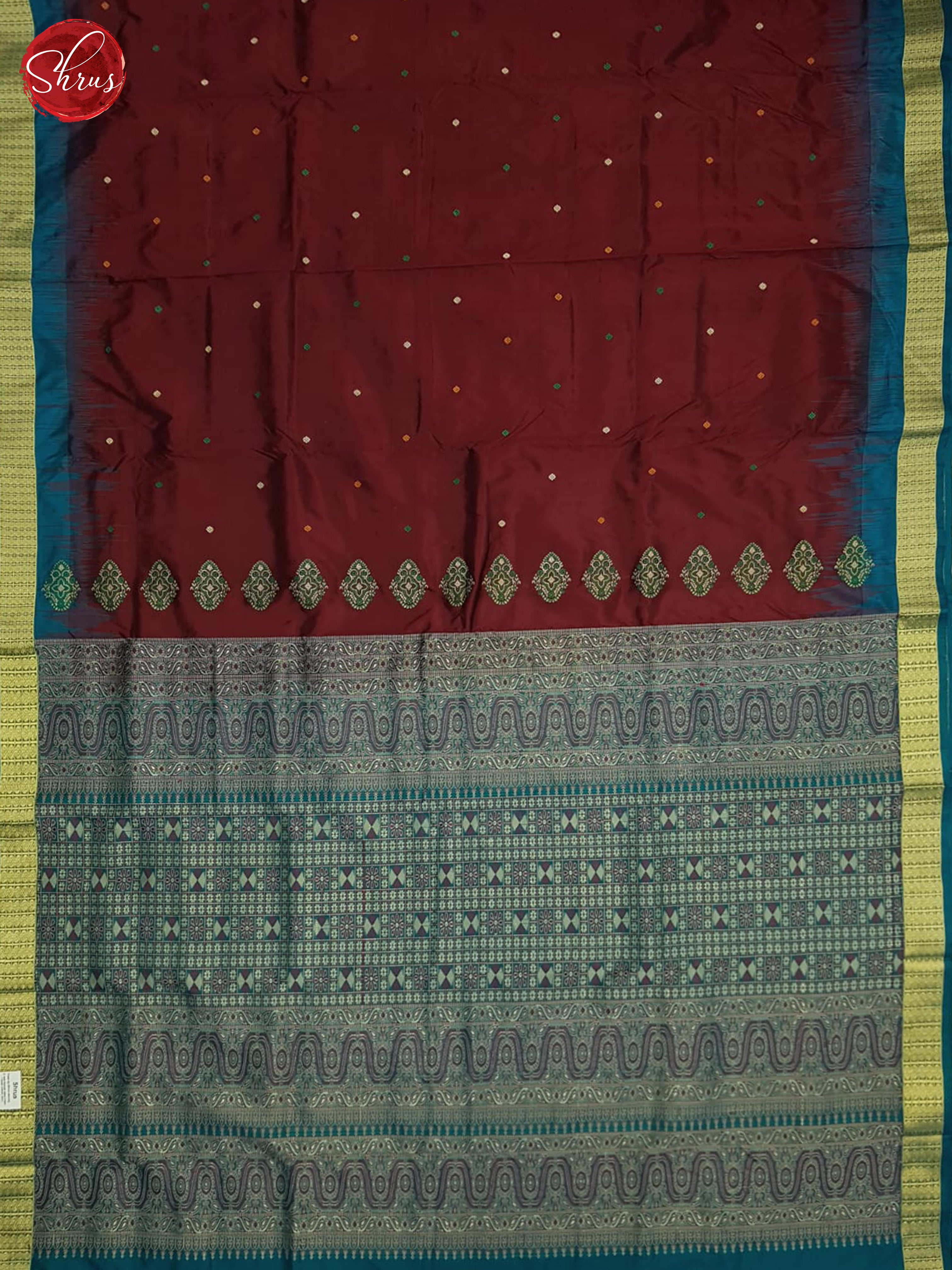 Arakku Maroon And Peacock Green-Odisha sambalpuri silk saree - Shop on ShrusEternity.com